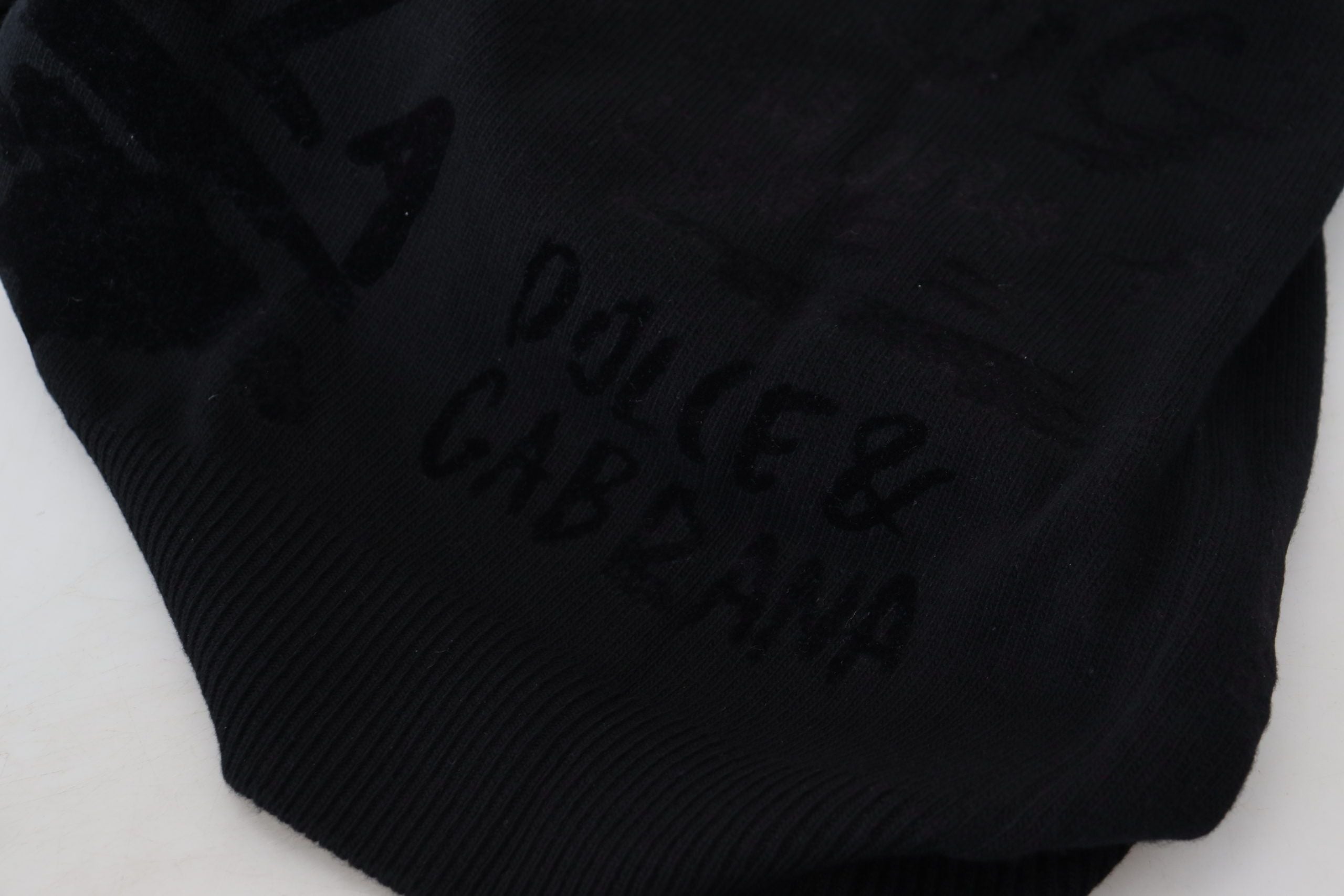 Dolce & Gabbana Schwarzer Wollpullover mit Logo-Muster und Rundhalsausschnitt-5