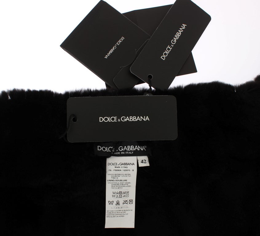 Dolce & Gabbana Silver sequined floral weasel fur shawl wrap scarf-6