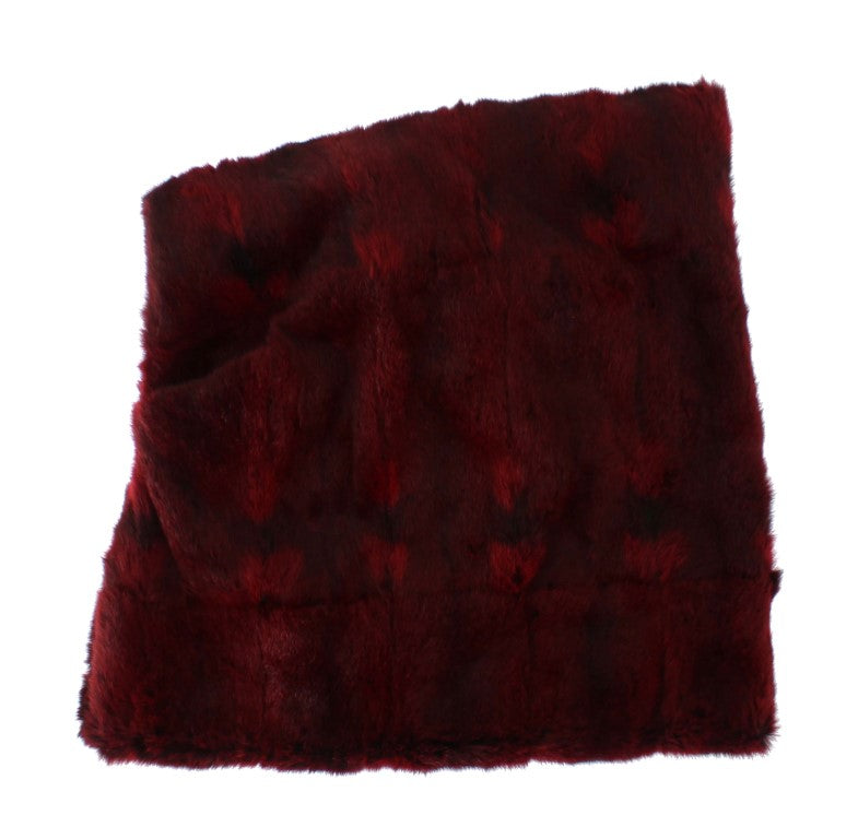 Dolce & Gabbana Bordeaux Hamster Fur Crochet Hood Scarf Hat-4
