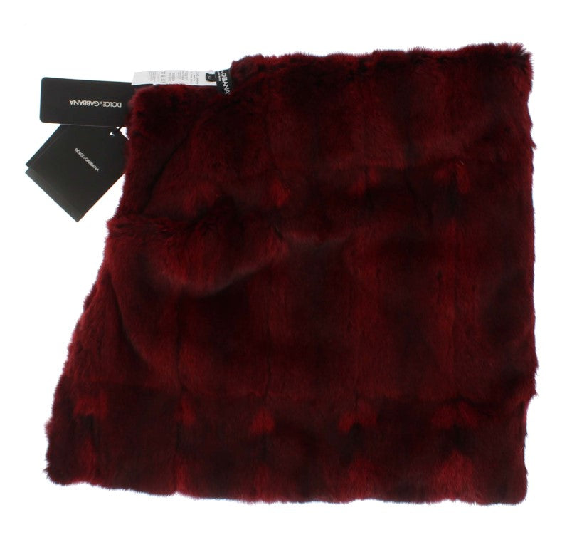 Dolce & Gabbana Bordeaux Hamster Fur Crochet Hood Scarf Hat-5