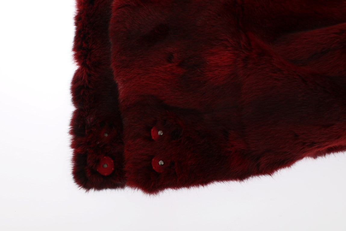 Dolce & Gabbana Bordeaux Hamster Fur Crochet Hood Scarf Hat-8