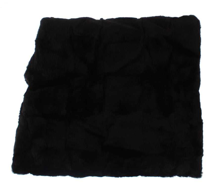 Dolce & Gabbana Black Weasel Fur Crochet Hooded Scarf Hat-4