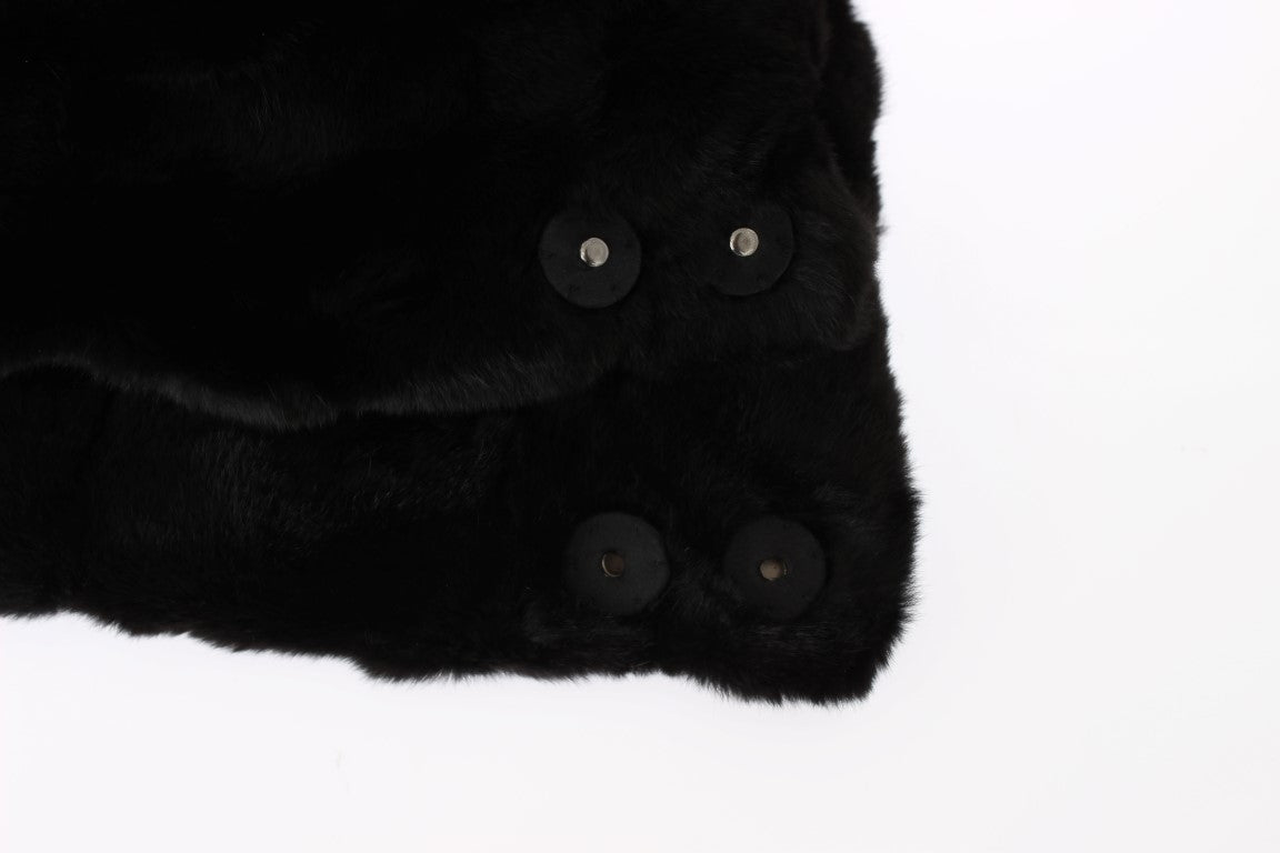 Dolce & Gabbana Black Weasel Fur Crochet Hooded Scarf Hat-7