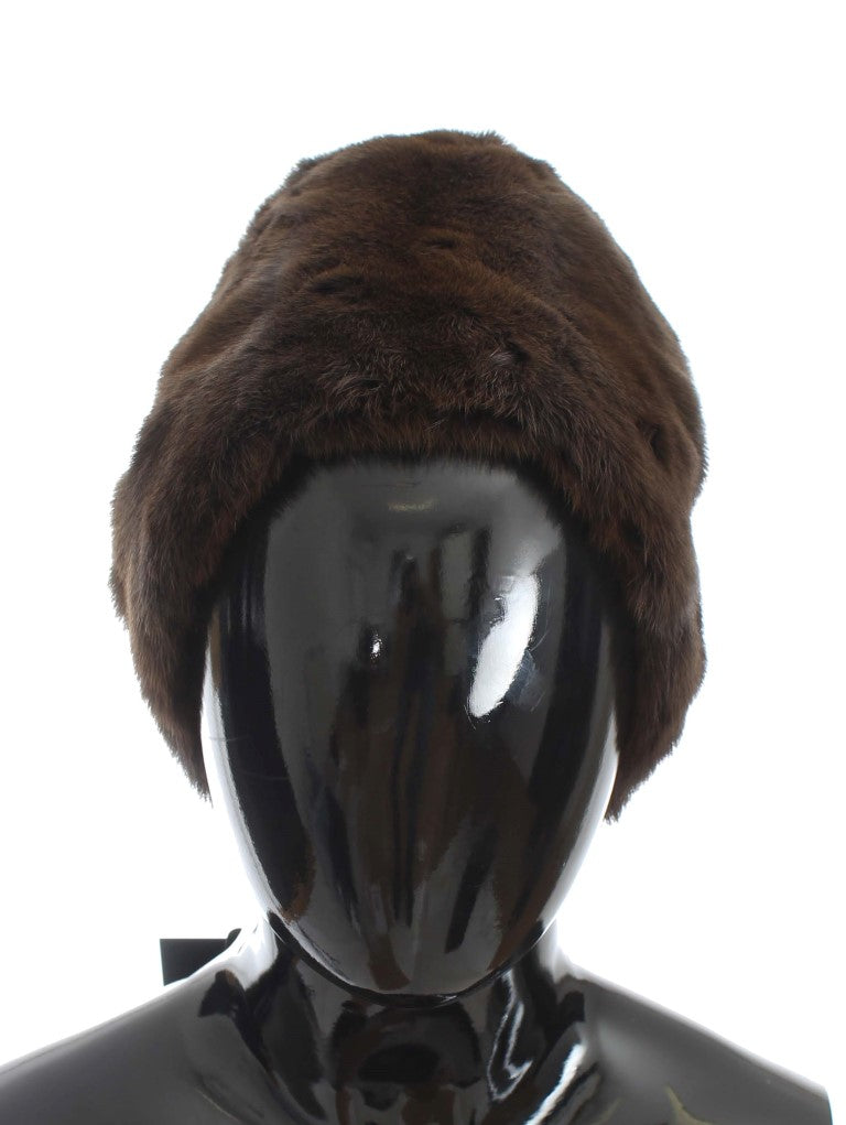 Dolce & Gabbana Brown Weasel Fur Women's Cashmere Beanie-2