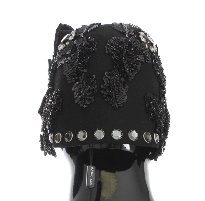 Dolce & Gabbana Black Crystal Gold Cherry Brooch Hat-3