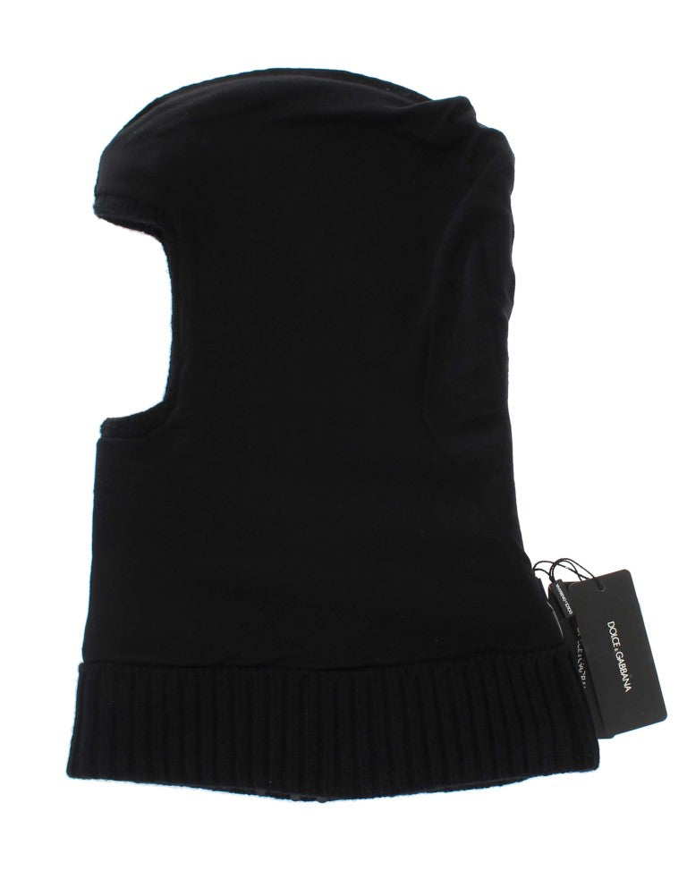 Dolce & Gabbana Black Knitted Sequin Hoodie Hat-5