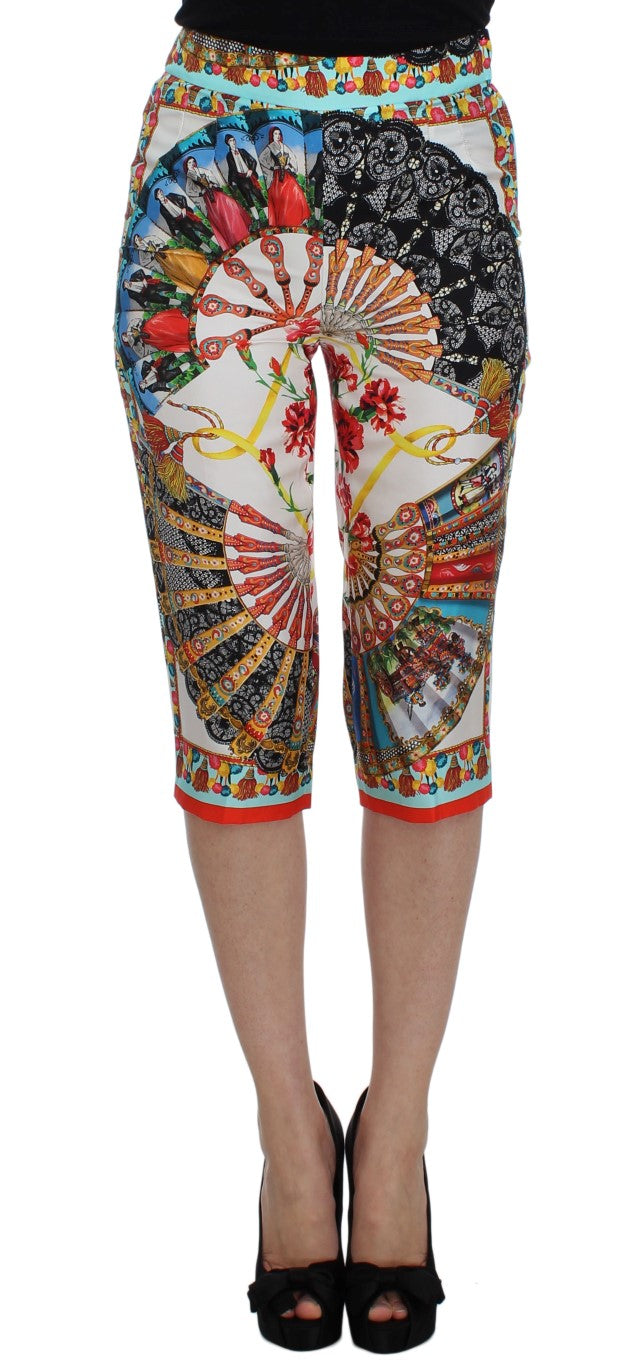 Dolce & Gabbana Multicolor Majolika Sizilien Seidenhose-1