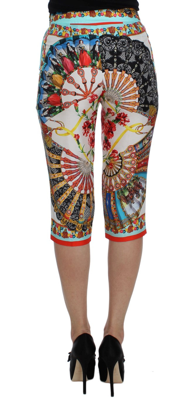 Dolce & Gabbana Multicolor Majolika Sizilien Seidenhose-3