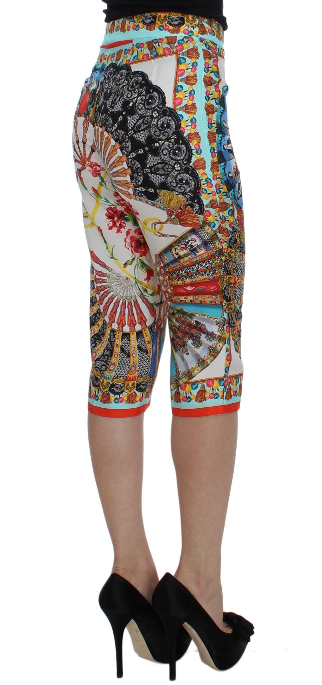 Dolce & Gabbana Multicolor Majolika Sizilien Seidenhose-4