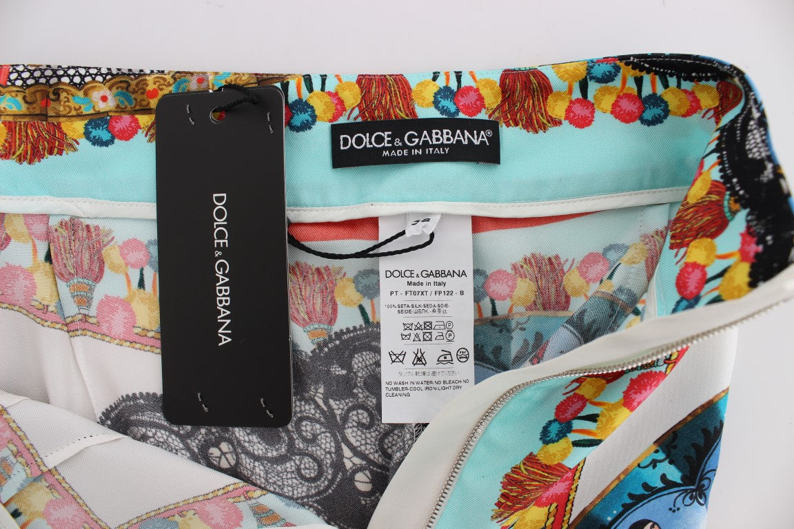 Dolce & Gabbana Multicolor Majolika Sizilien Seidenhose-5