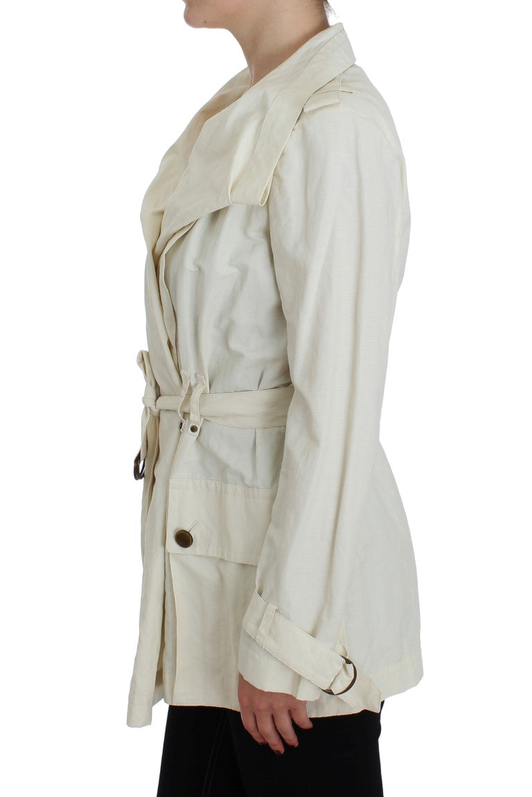 PLEIN SUD White Trench Coat Jacket-2