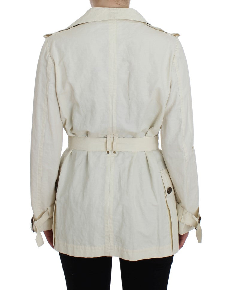 PLEIN SUD White Trench Coat Jacket-3