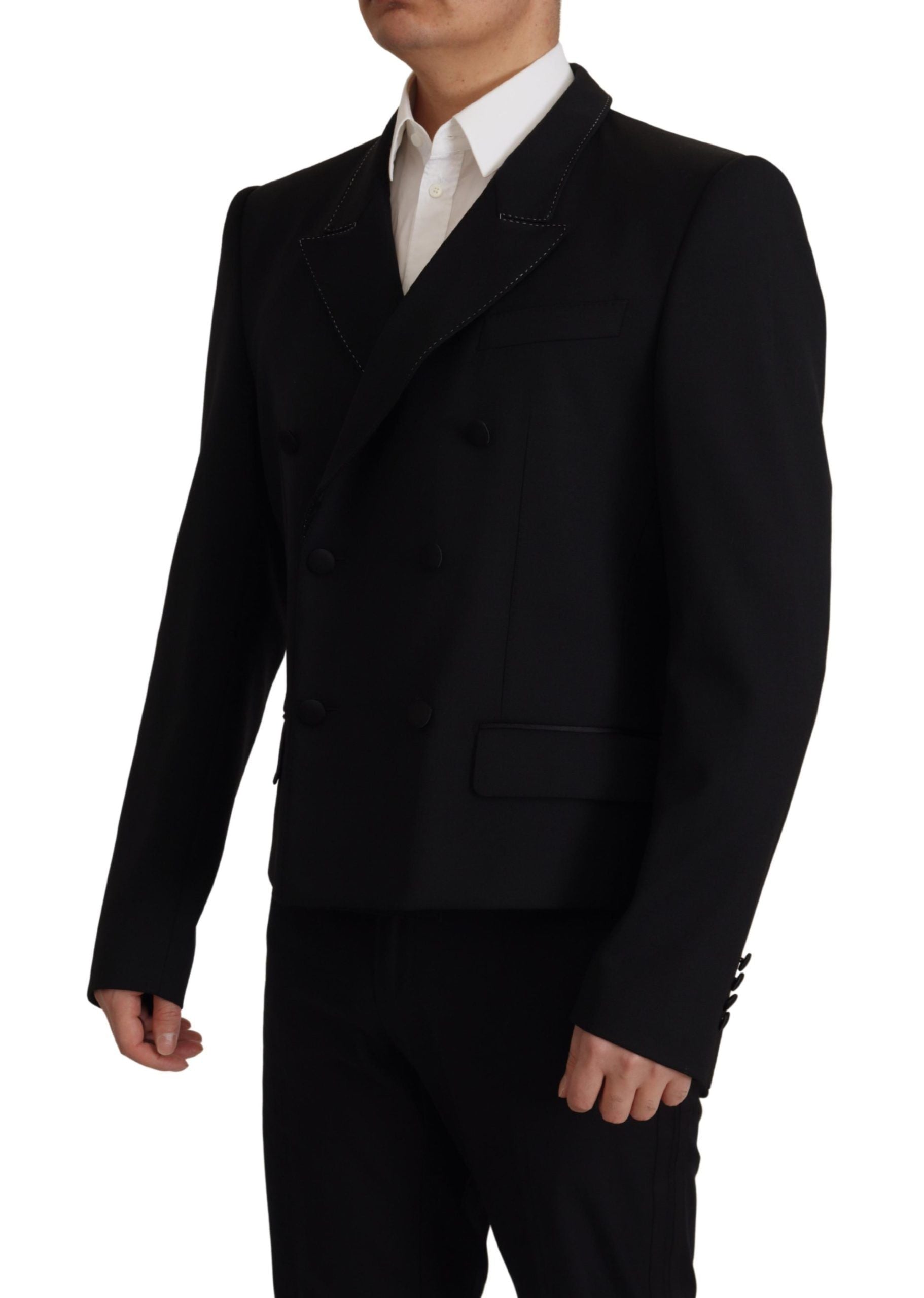 Dolce & Gabbana Schwarzer doppelreihiger Mantel Blazer Jacke-3