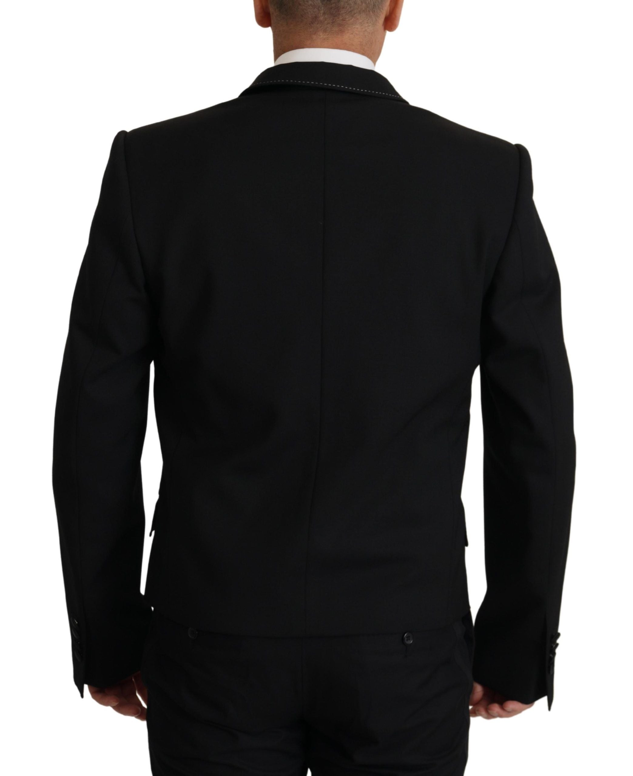 Dolce & Gabbana Schwarzer doppelreihiger Mantel Blazer Jacke-2