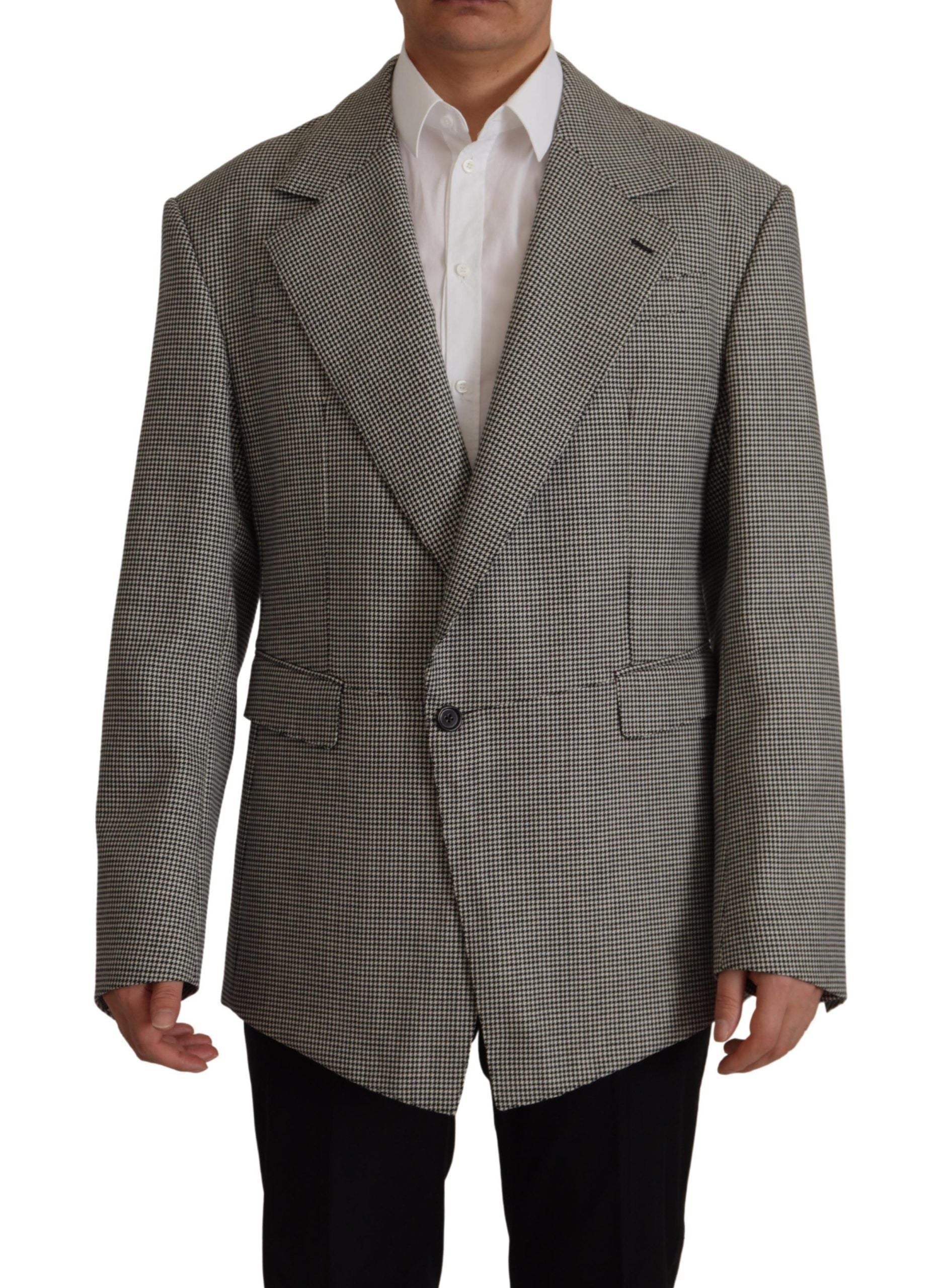 Dolce & Gabbana Grey Check Single-Breasted Jacket Blazer-1