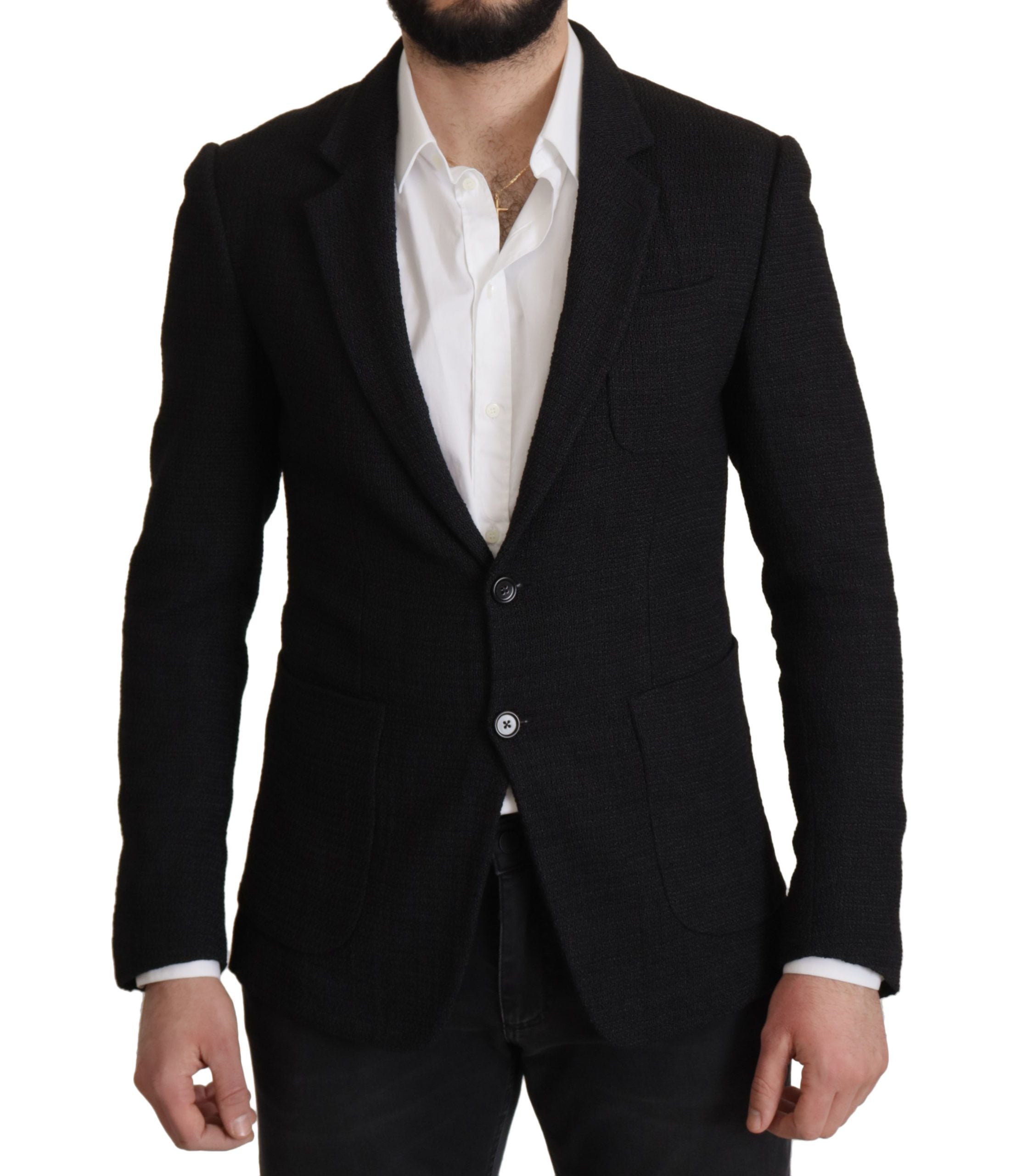 Dolce & Gabbana Black Single-Breasted Coat Men's Blazer-1