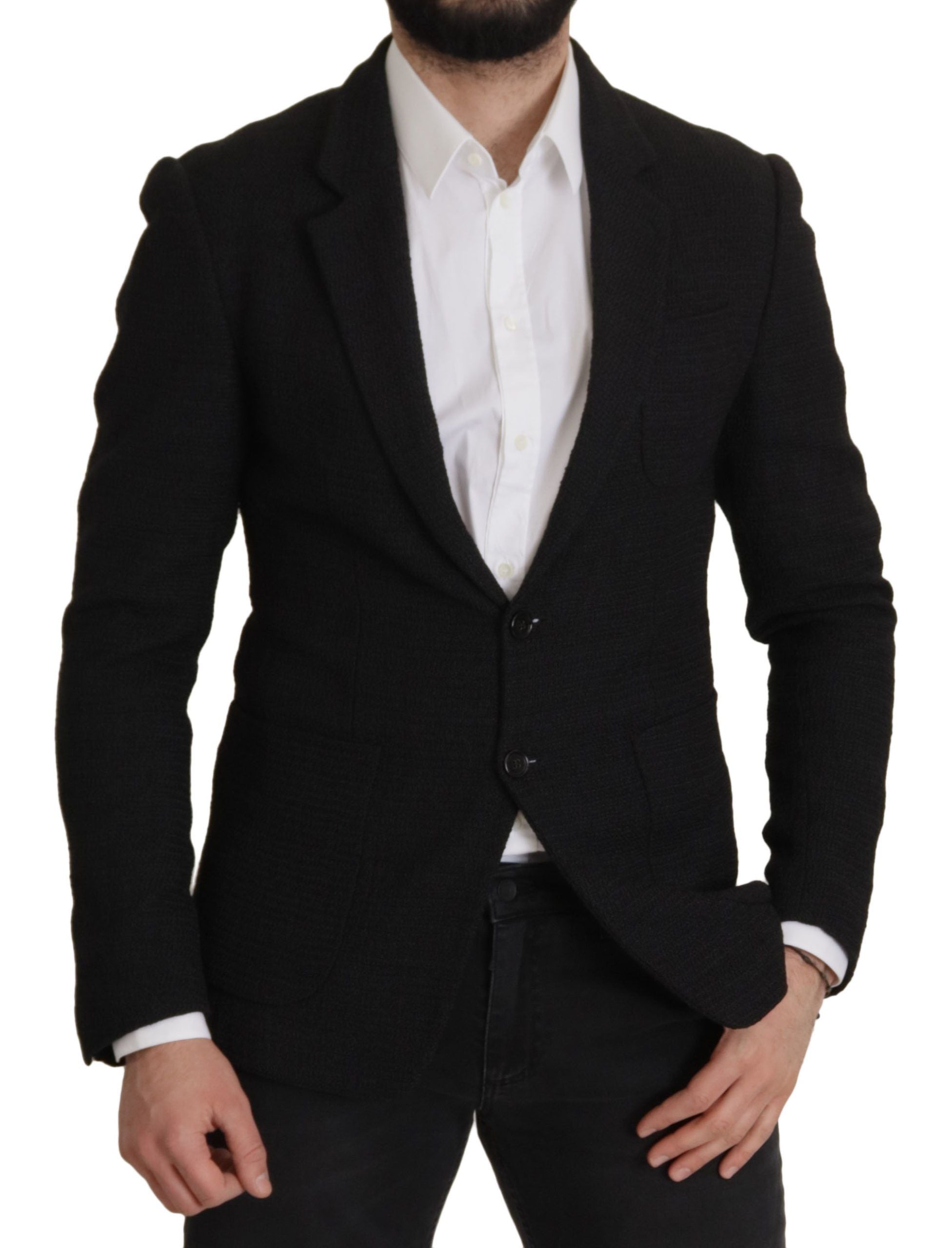 Dolce & Gabbana Black Single-Breasted Coat Men's Blazer-4