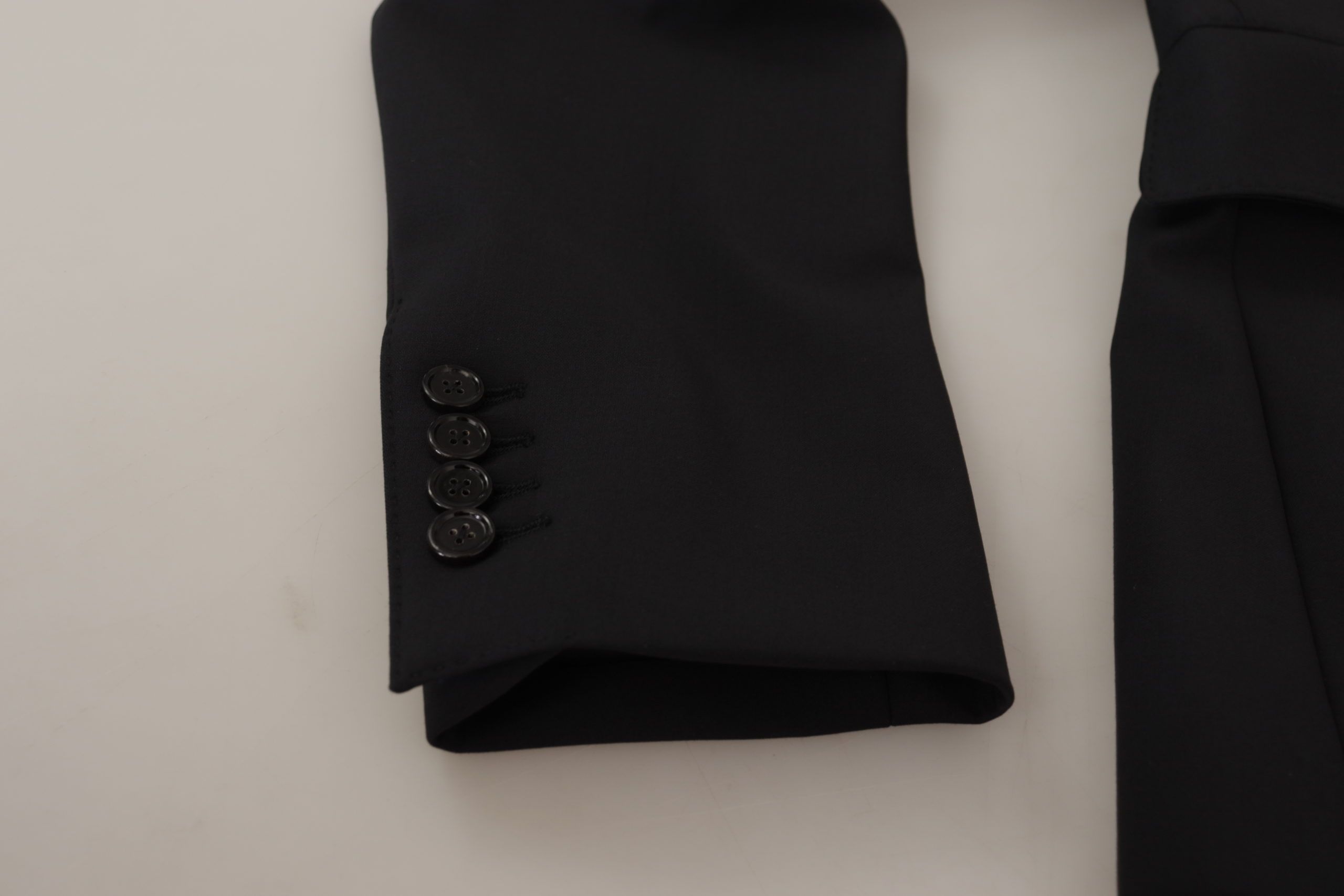 Dolce & Gabbana Schwarzer Wollmantel einreihig Männer Blazer-7