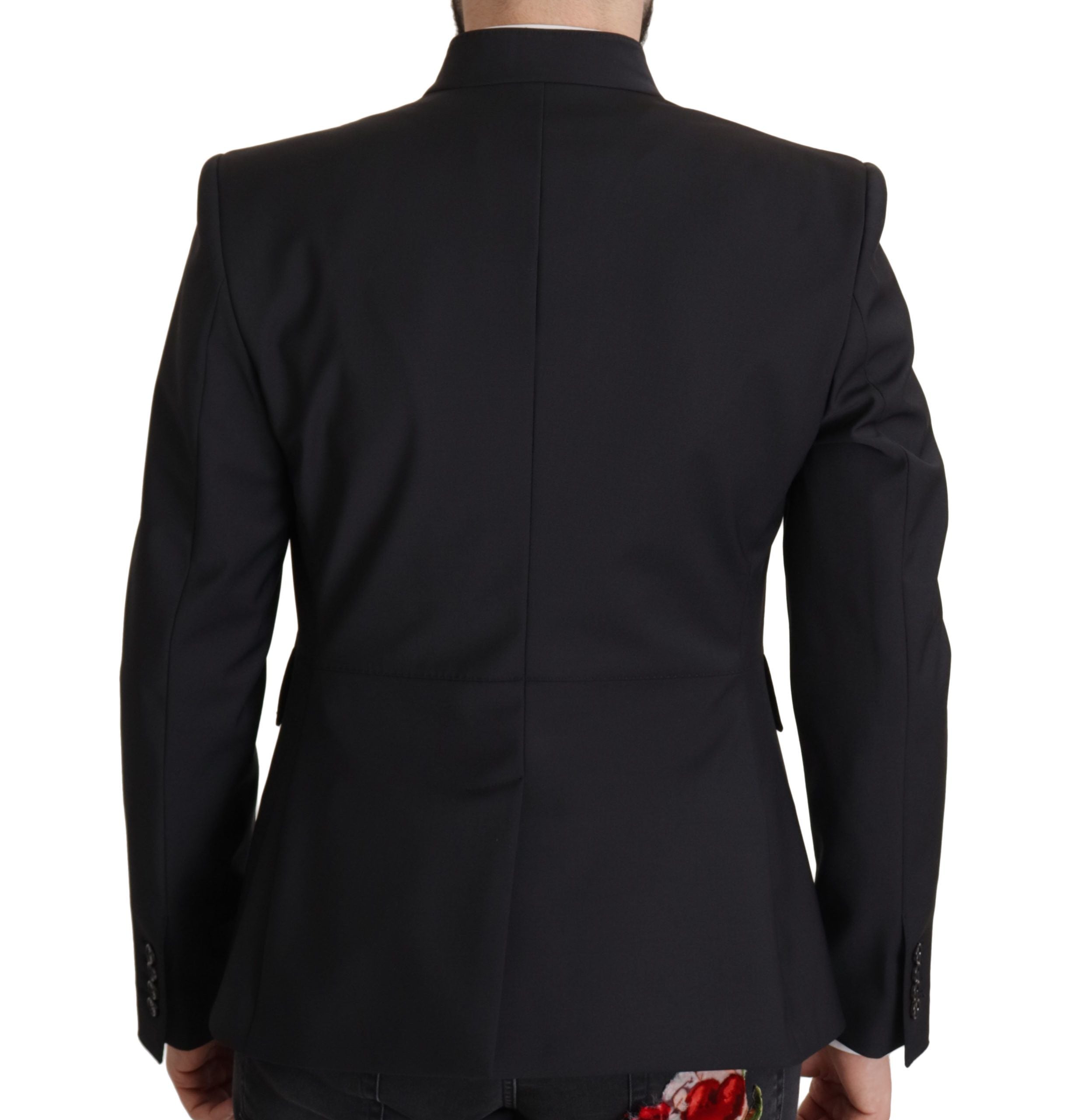 Dolce & Gabbana Schwarzer Wollmantel einreihig Männer Blazer-5