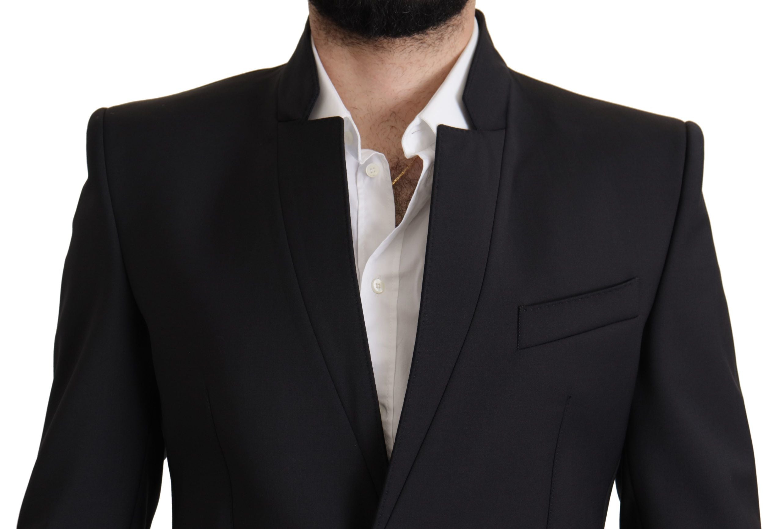 Dolce & Gabbana Schwarzer Wollmantel einreihig Männer Blazer-2