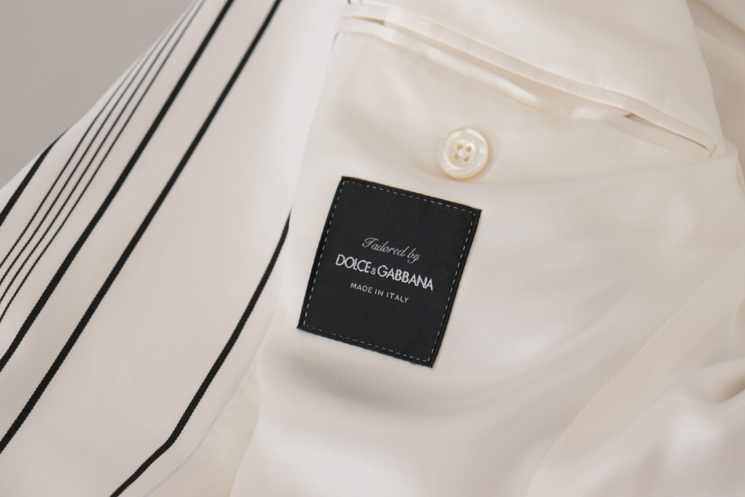 Dolce & Gabbana white striped single-breasted cotton blazer-8