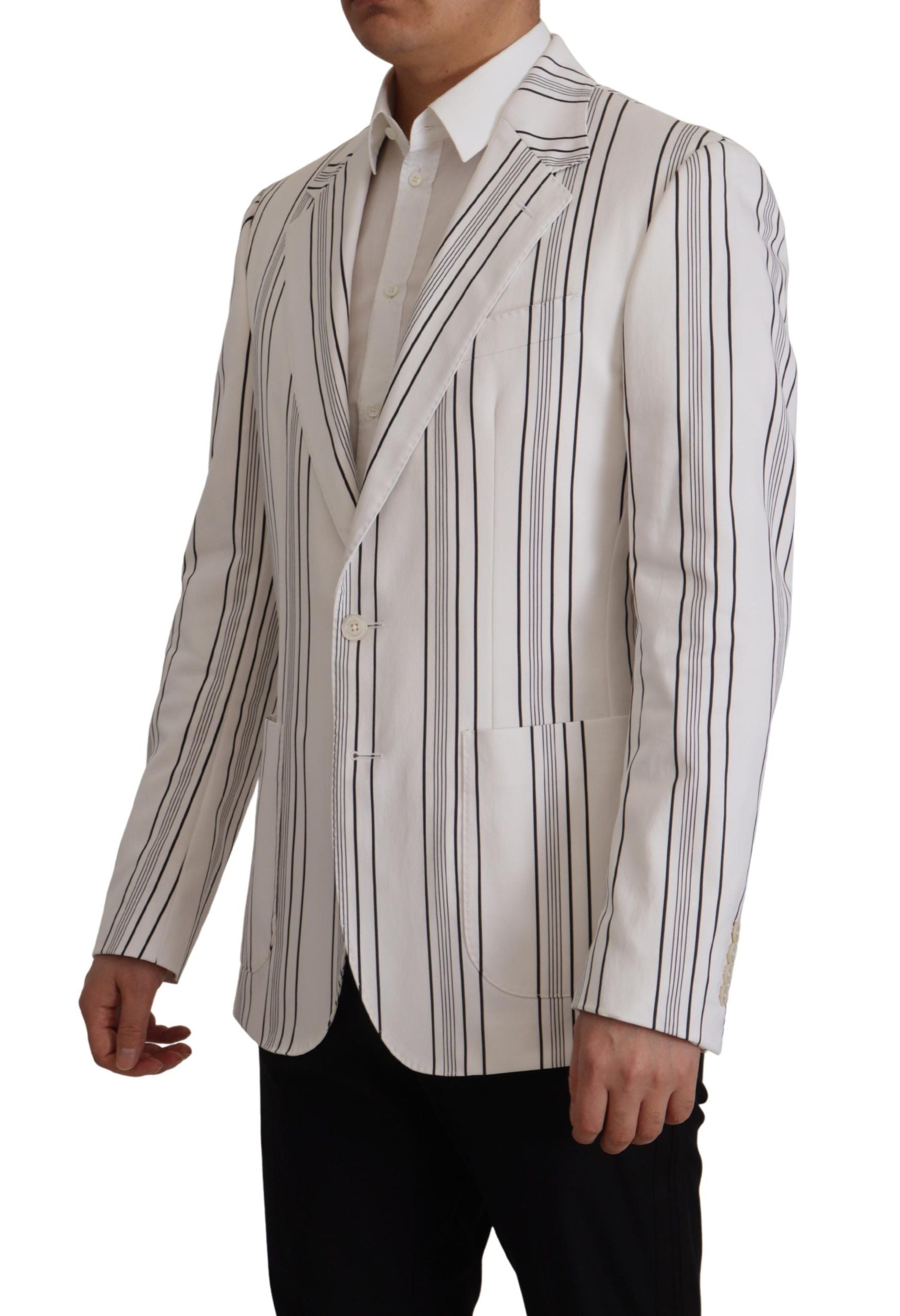 Dolce & Gabbana white striped single-breasted cotton blazer-3