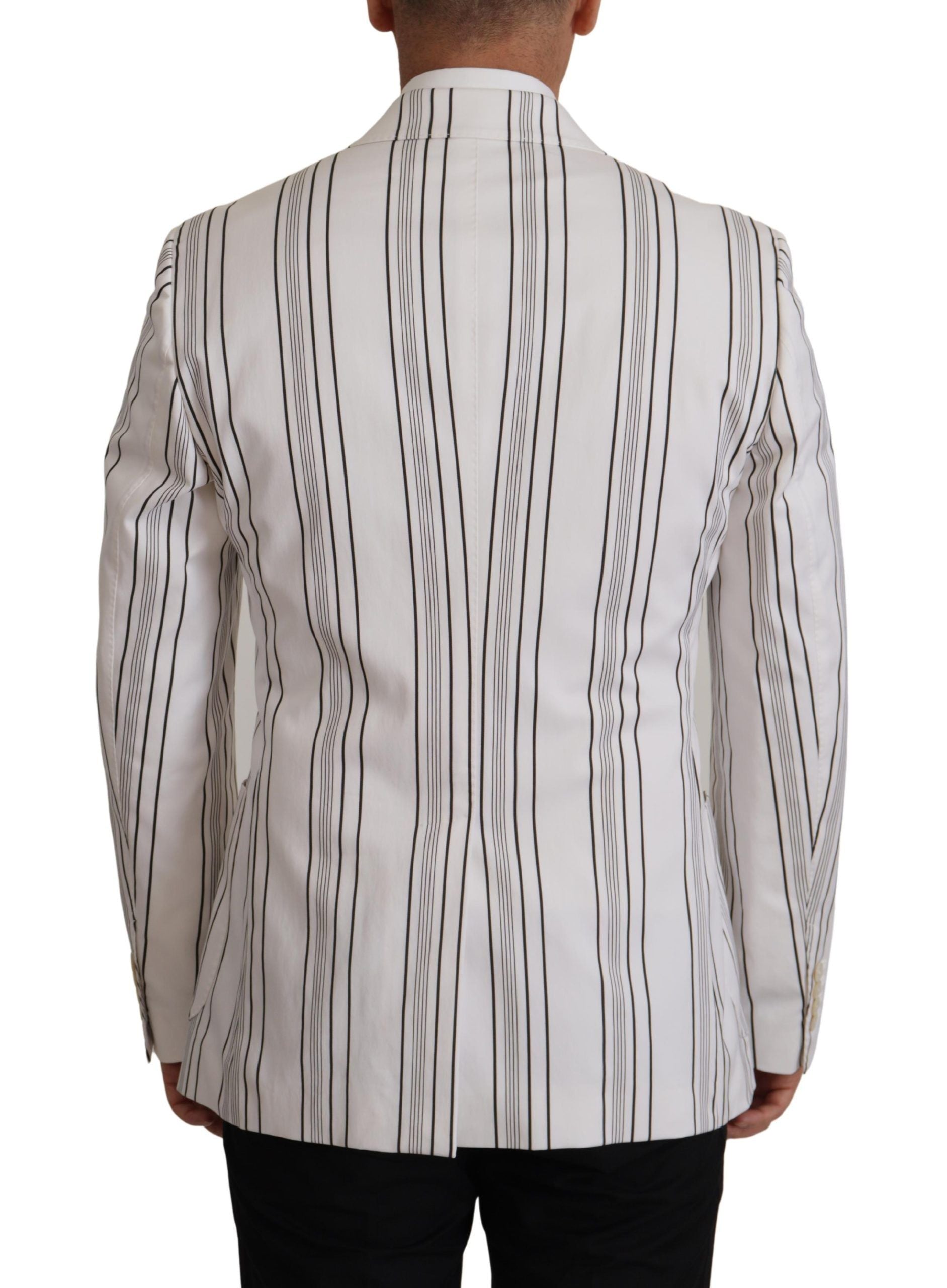 Dolce & Gabbana white striped single-breasted cotton blazer-5