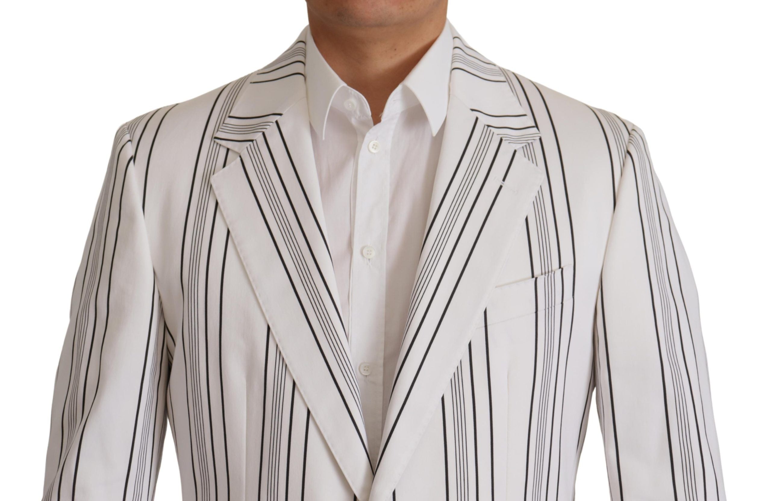 Dolce & Gabbana white striped single-breasted cotton blazer-2