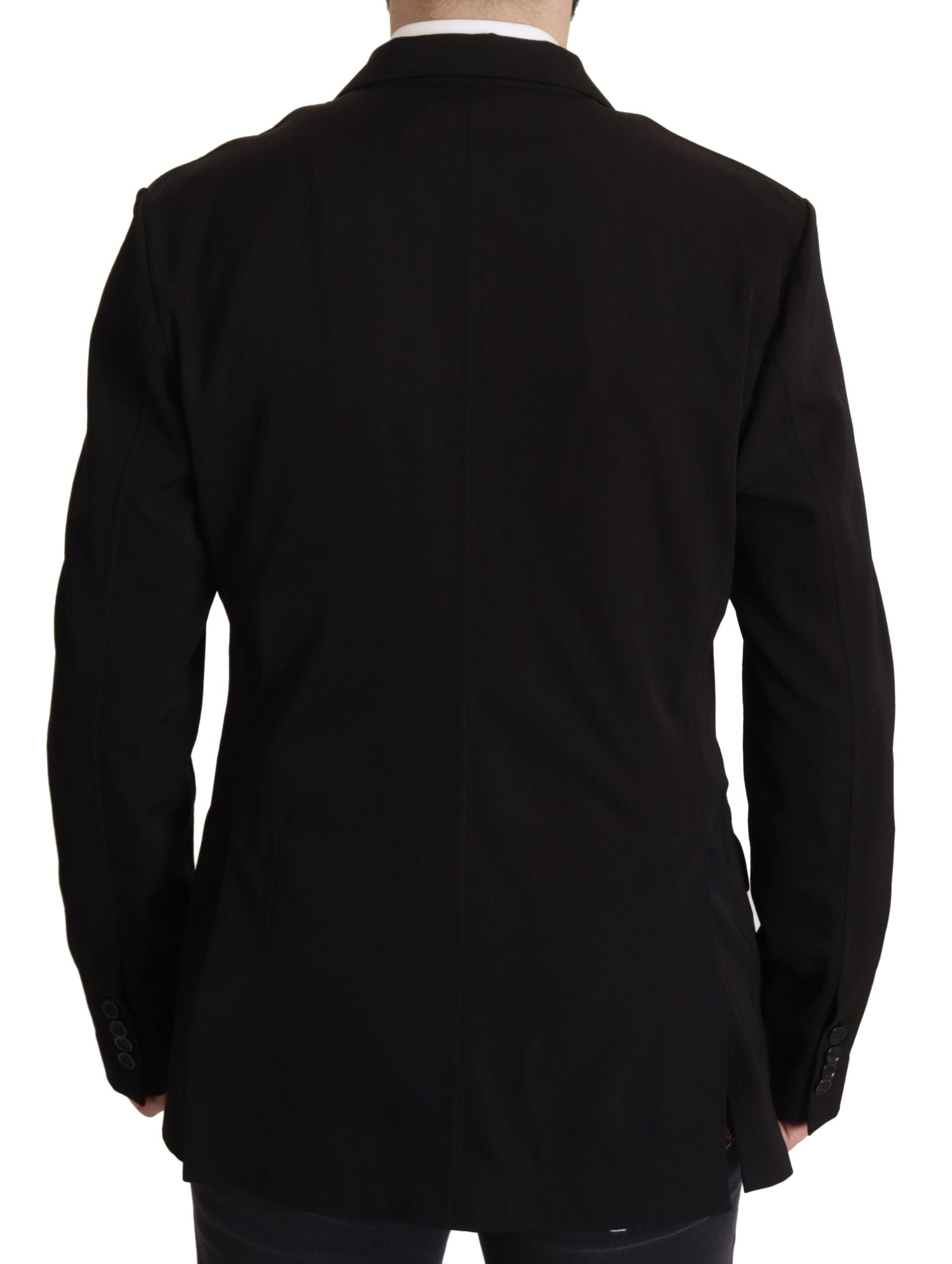 Dolce & Gabbana Black Single-Breasted Wool Coat Blazer-3