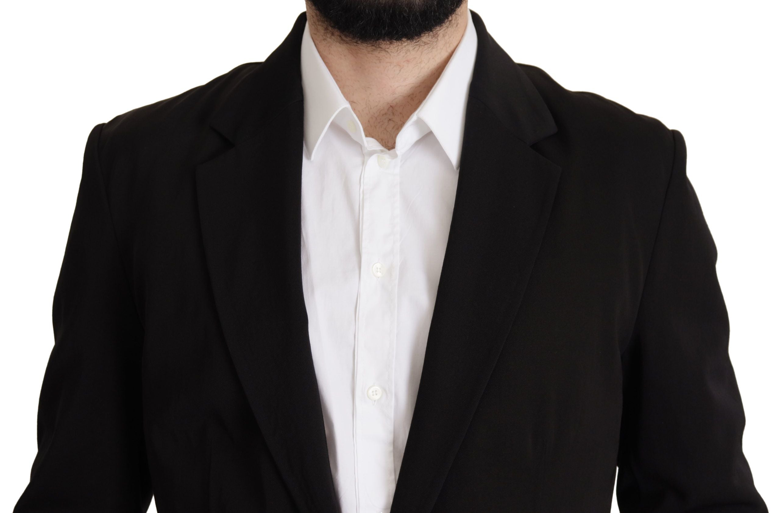 Dolce & Gabbana Black Single-Breasted Wool Coat Blazer-4