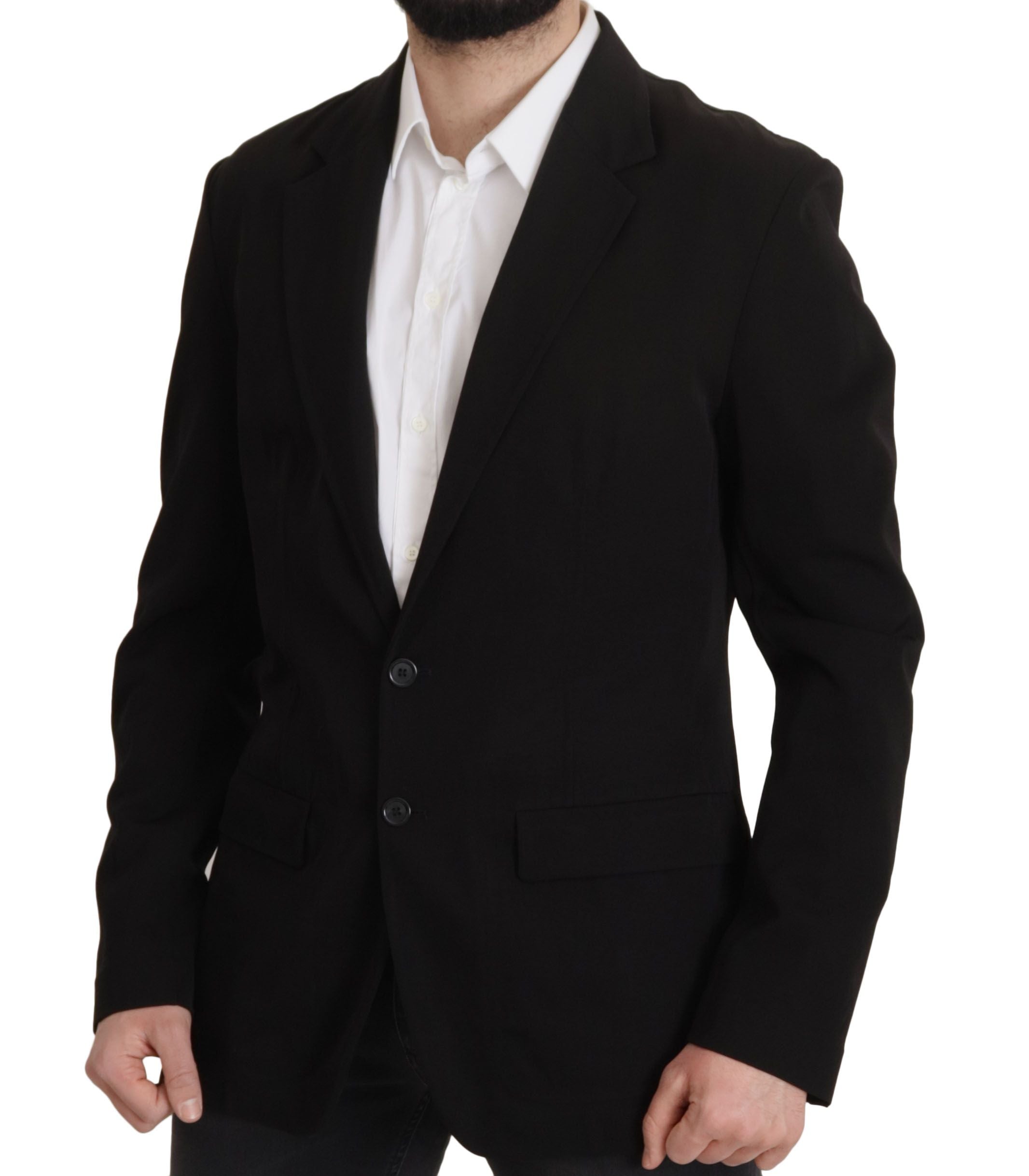 Dolce & Gabbana Black Single-Breasted Wool Coat Blazer-5