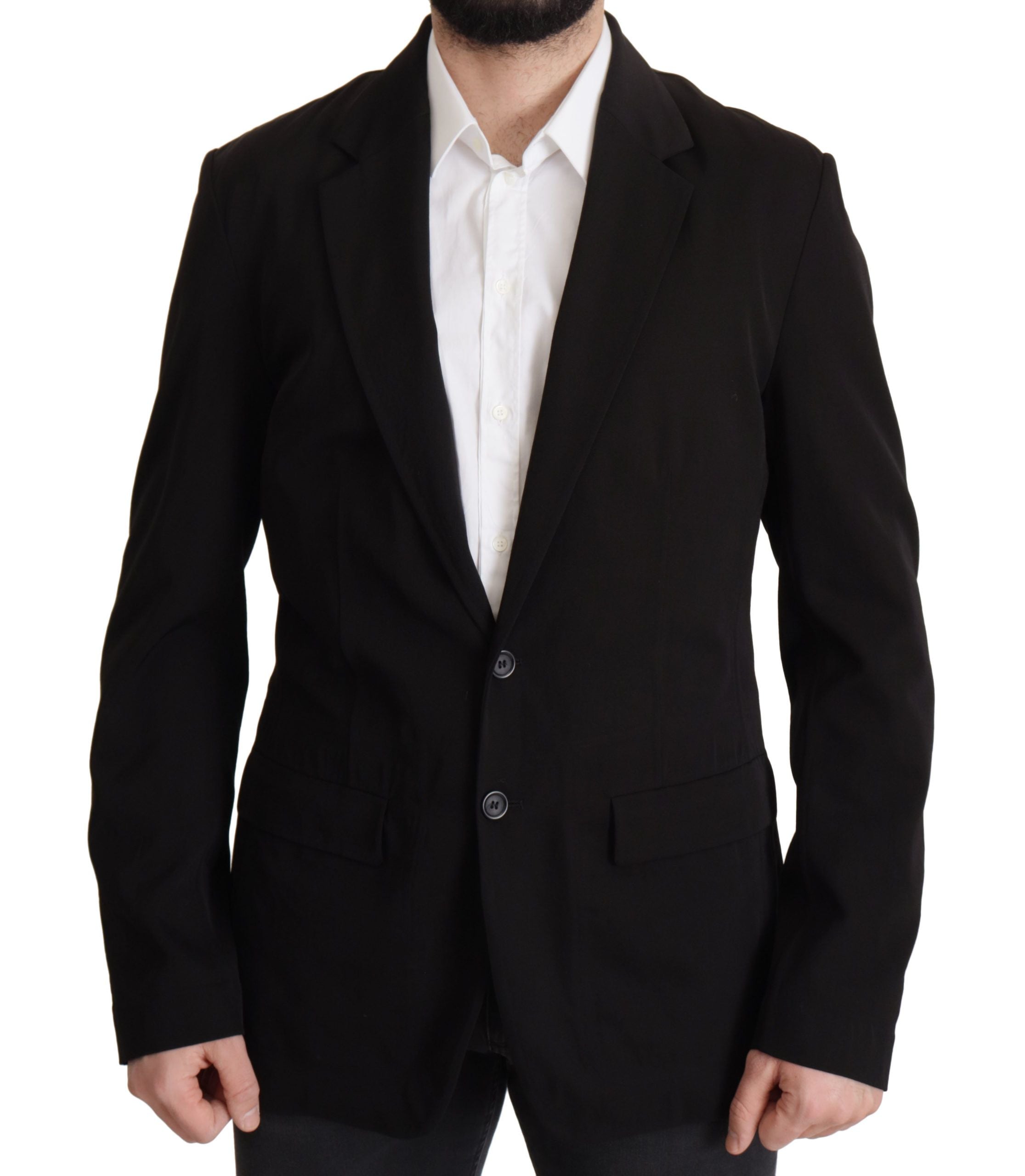 Dolce & Gabbana Black Single-Breasted Wool Coat Blazer-1
