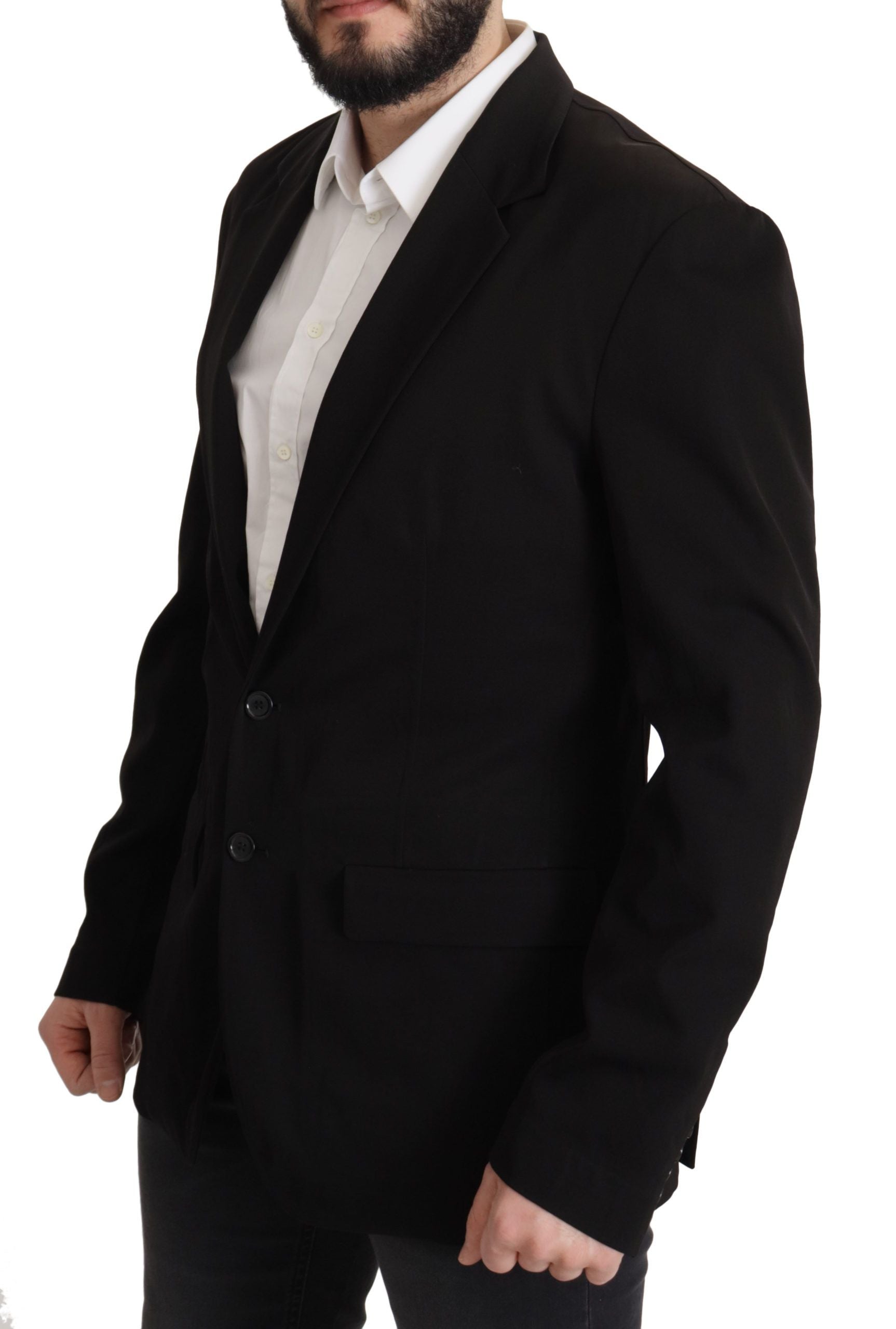 Dolce & Gabbana Black Single-Breasted Wool Coat Blazer-2