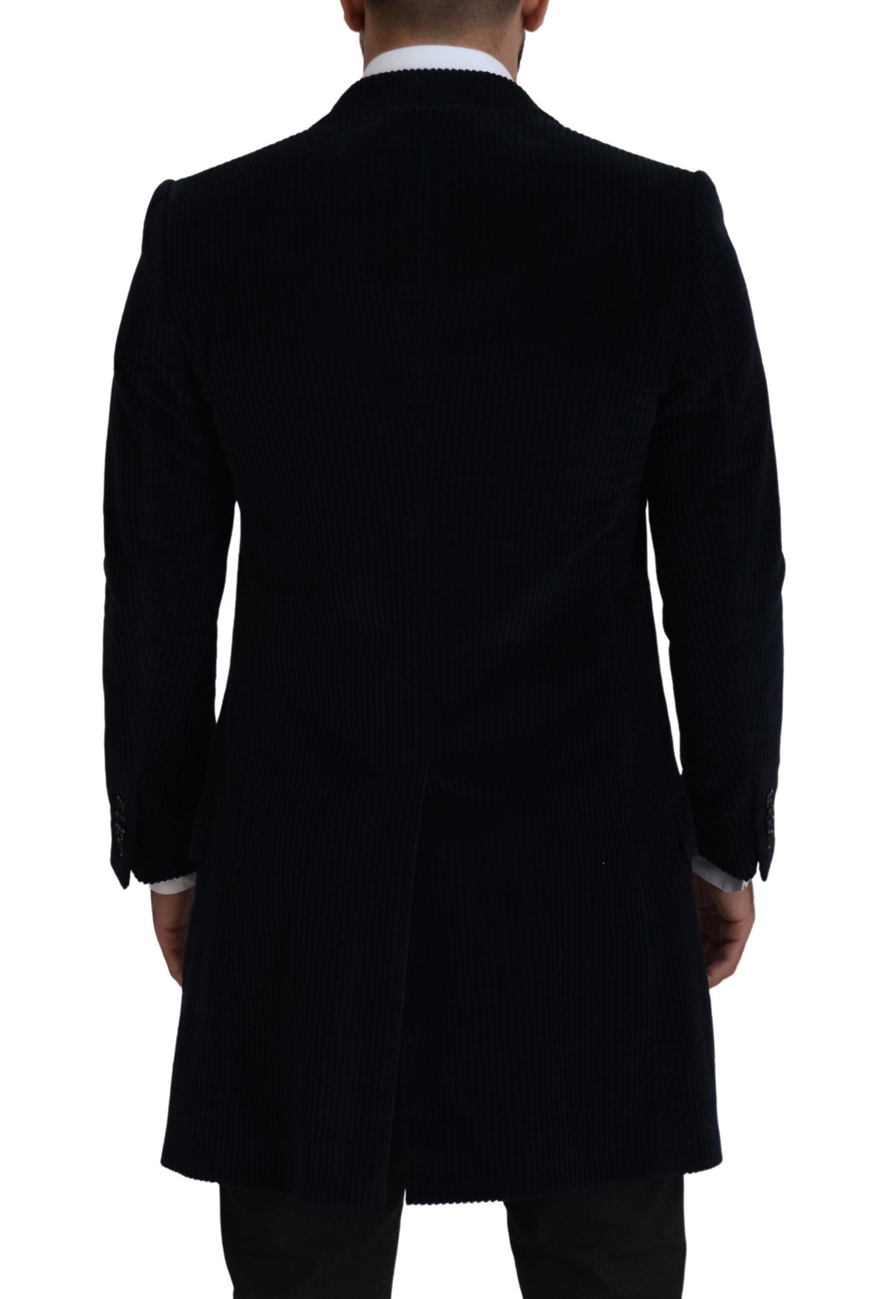 Dolce & Gabbana Black Cotton Cardigan Long Coat Men's Jacket-6