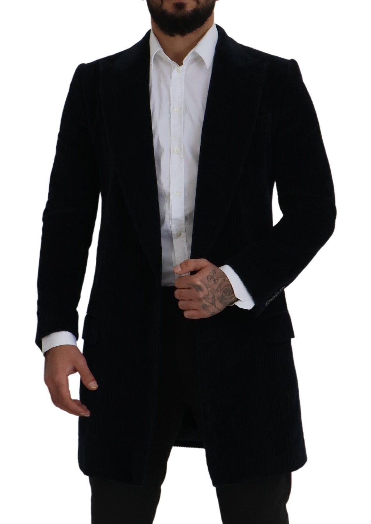 Dolce & Gabbana Black Cotton Cardigan Long Coat Men's Jacket-4