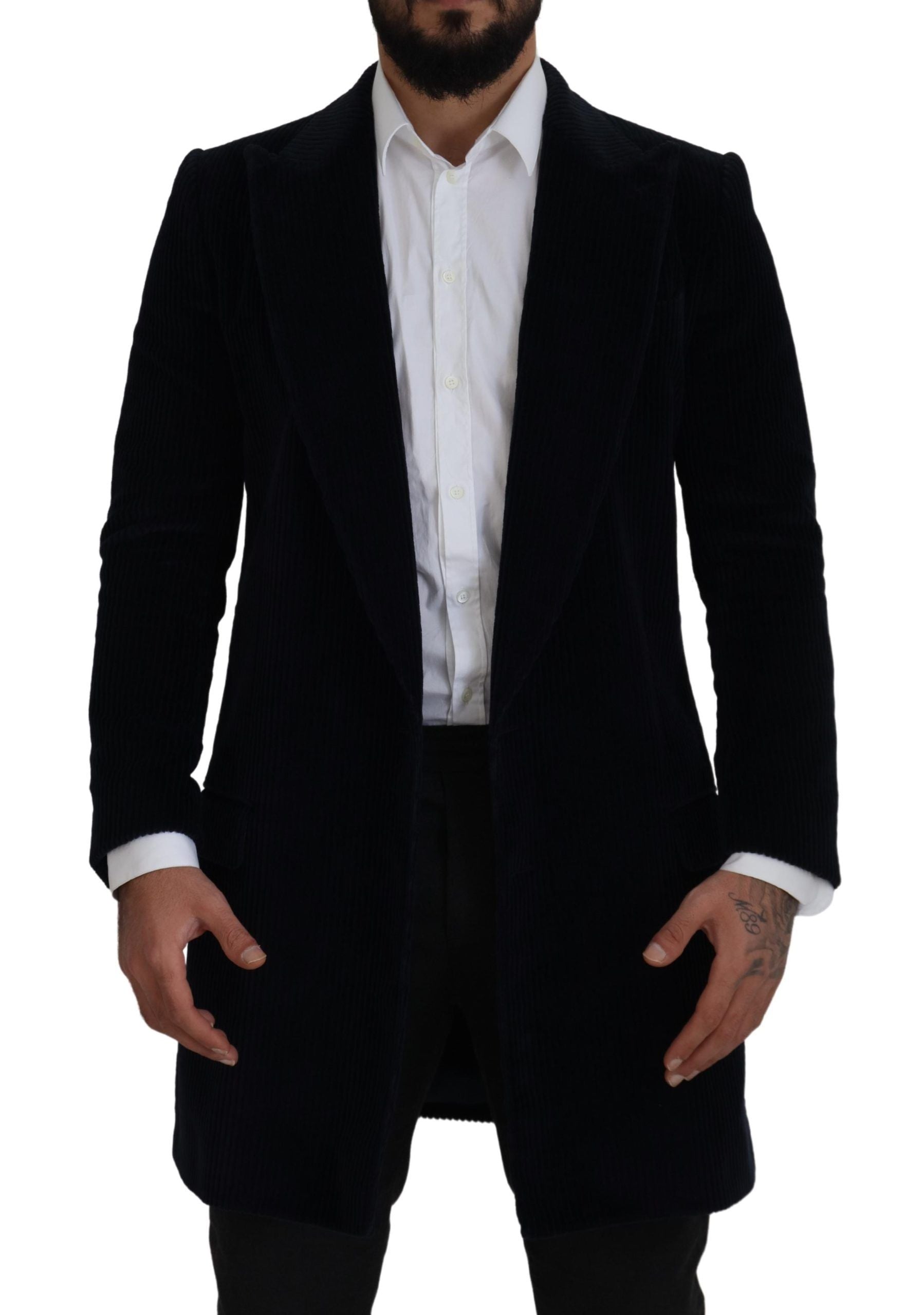 Dolce & Gabbana Black Cotton Cardigan Long Coat Men's Jacket