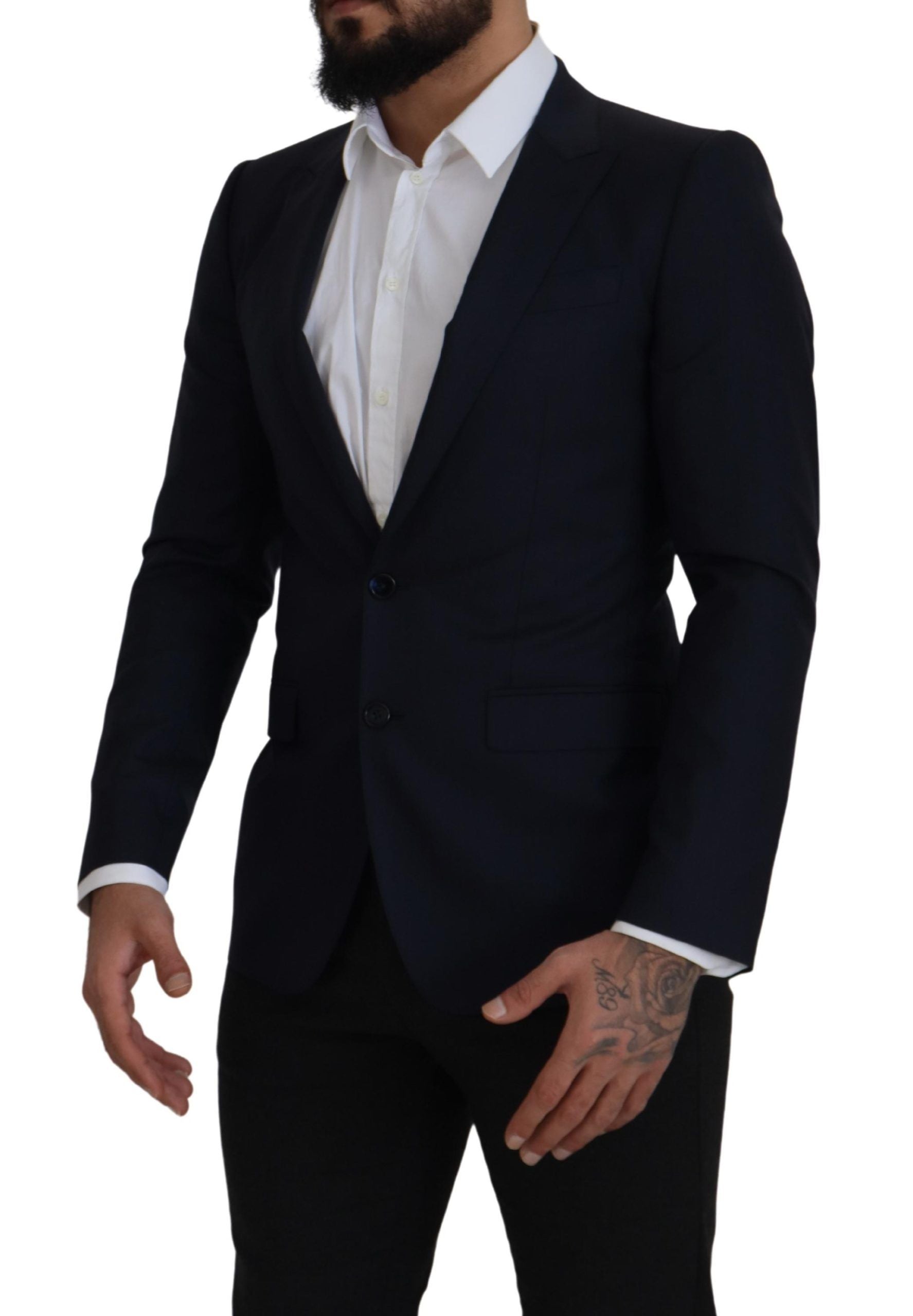 Dolce & Gabbana Blue Single-Breasted Wool Coat Blazer-2