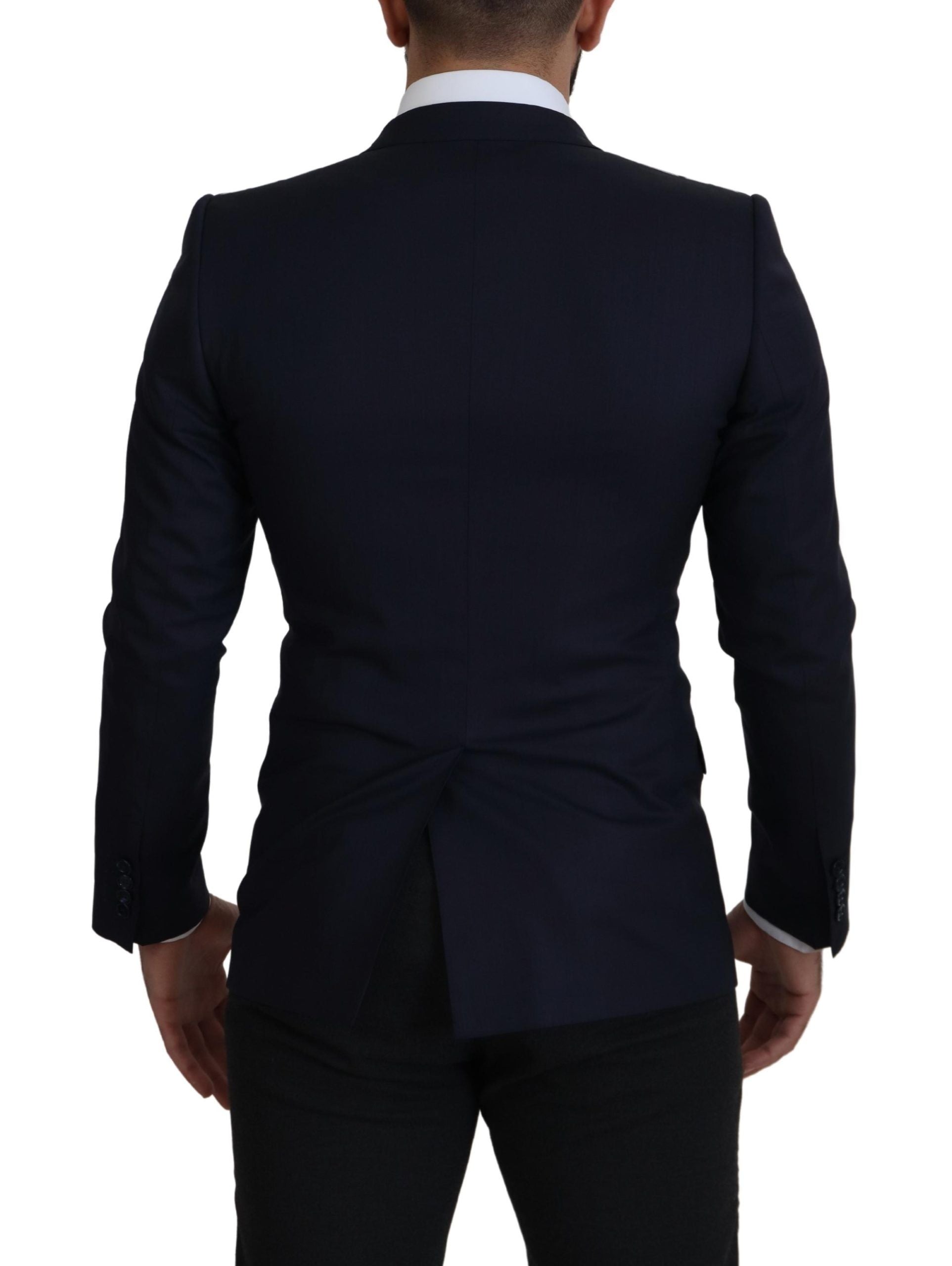 Dolce & Gabbana Blue Single-Breasted Wool Coat Blazer-3