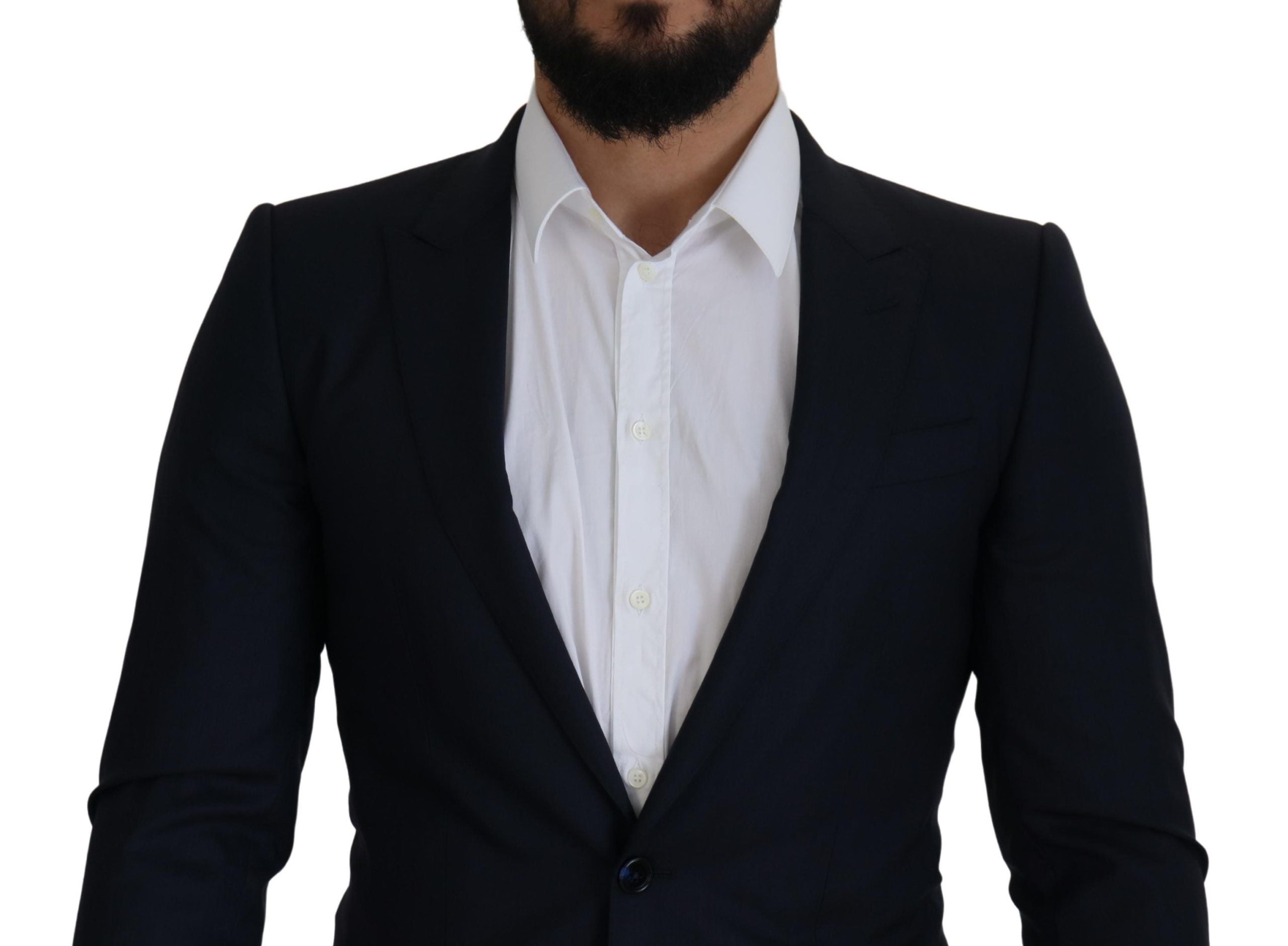 Dolce & Gabbana Blue Single-Breasted Wool Coat Blazer-4