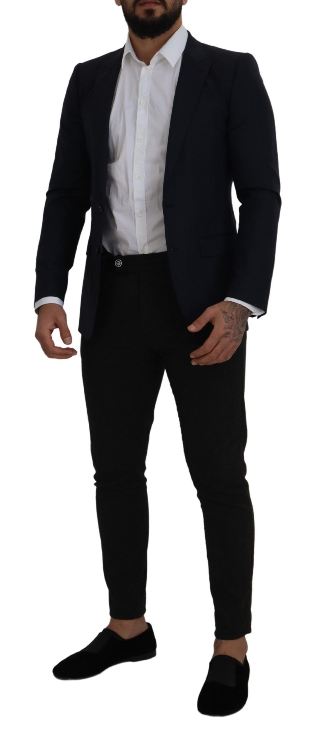 Dolce & Gabbana Blue Single-Breasted Wool Coat Blazer-5