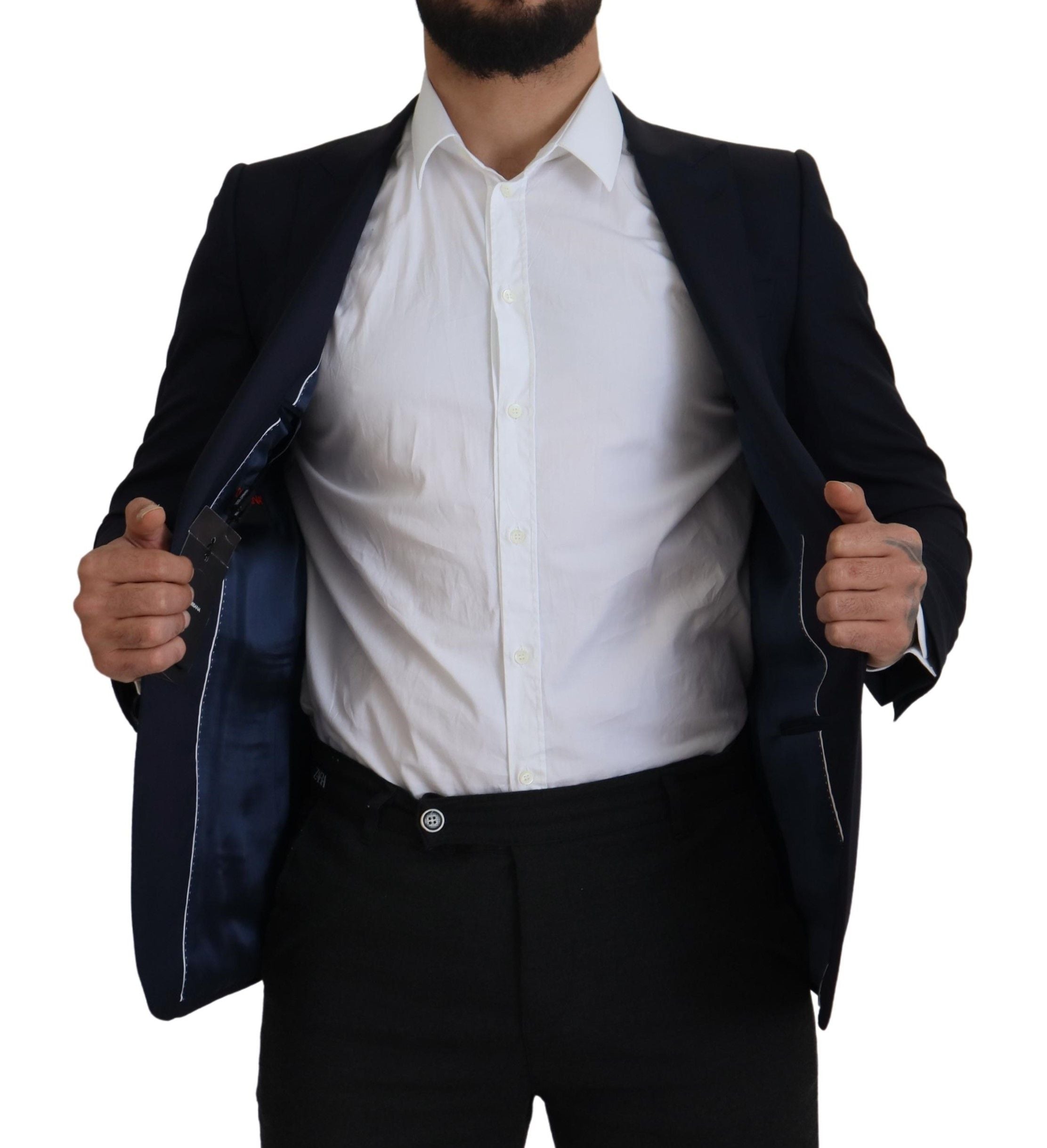 Dolce & Gabbana Blue Single-Breasted Wool Coat Blazer-6