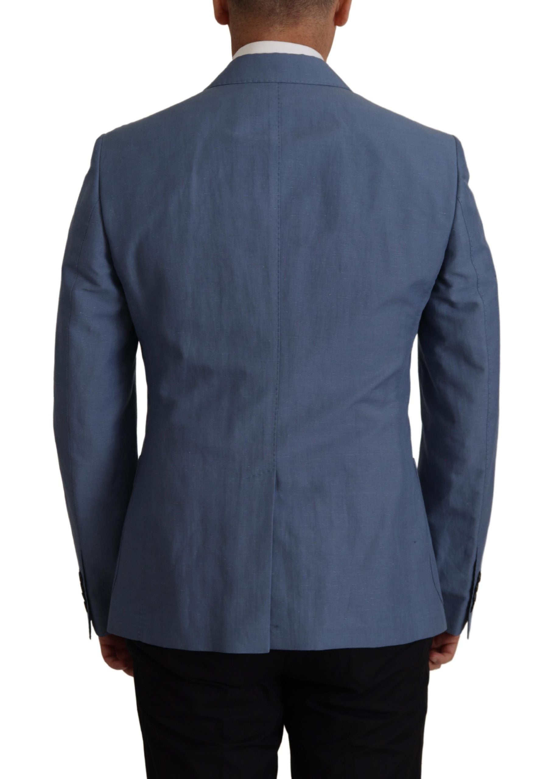 Chaqueta blazer azul de botonadura sencilla con logotipo de Dolce & Gabbana-2