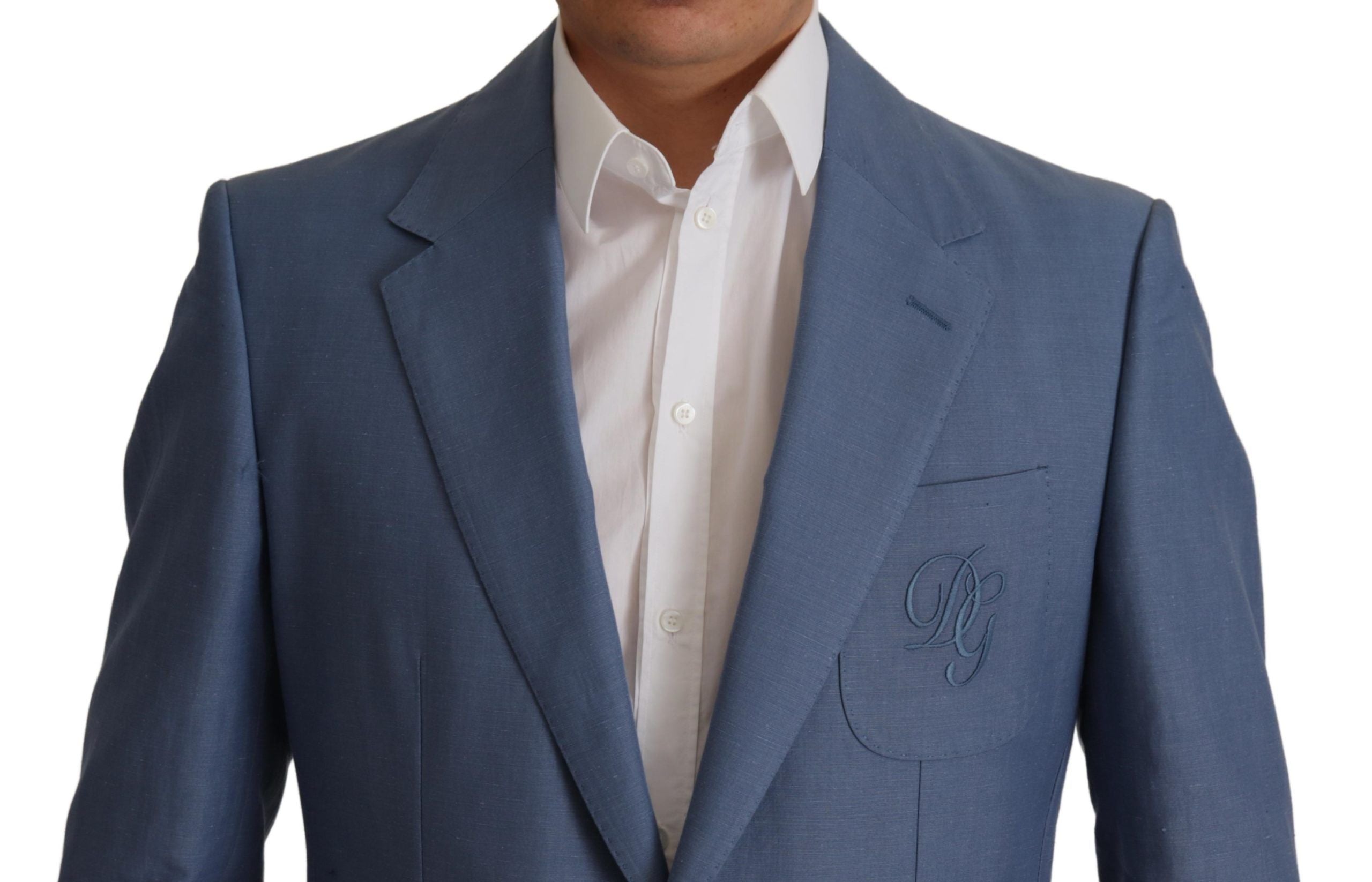 Chaqueta blazer azul de botonadura sencilla con logotipo de Dolce & Gabbana-3