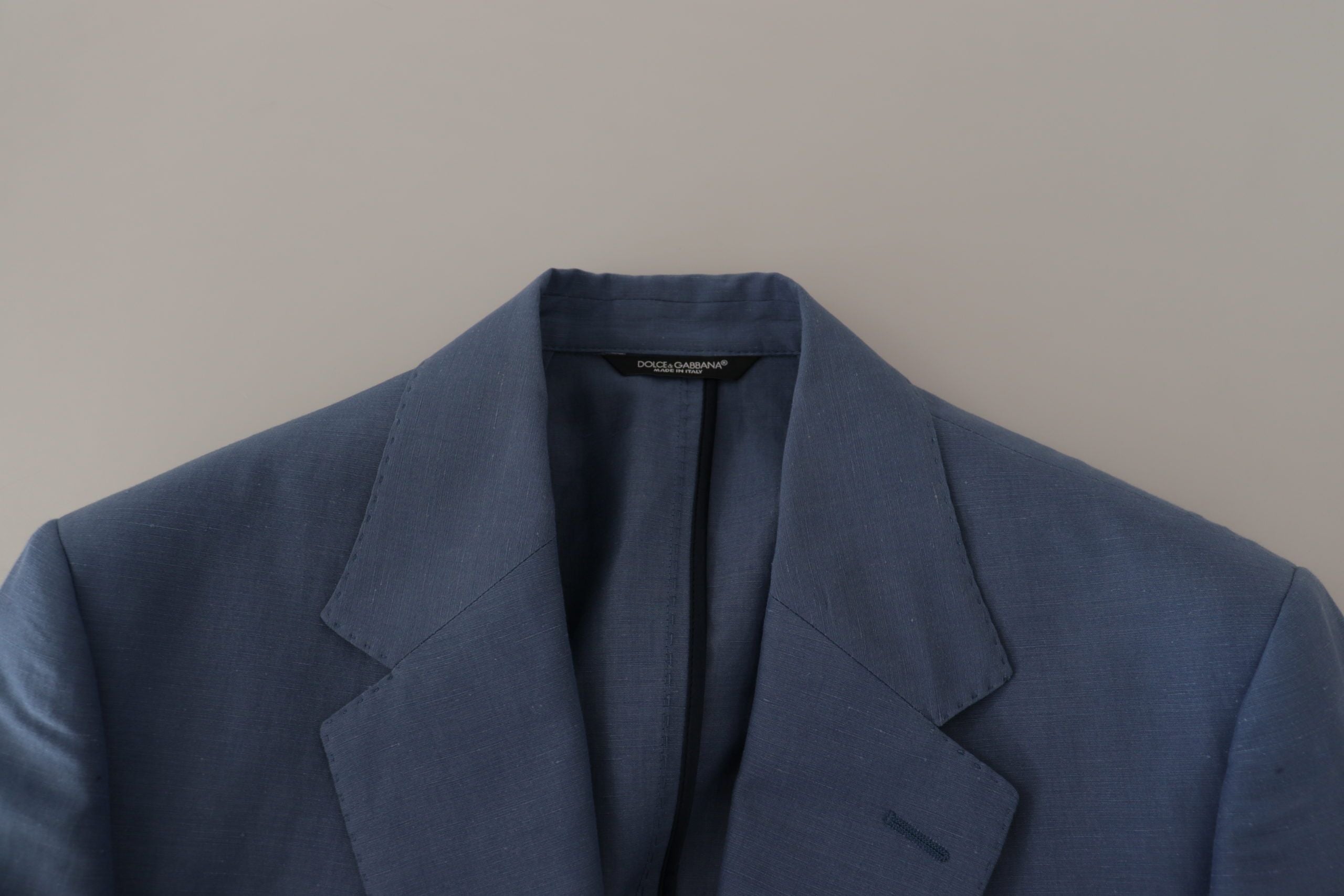 Chaqueta blazer azul de botonadura sencilla con logotipo de Dolce & Gabbana-6