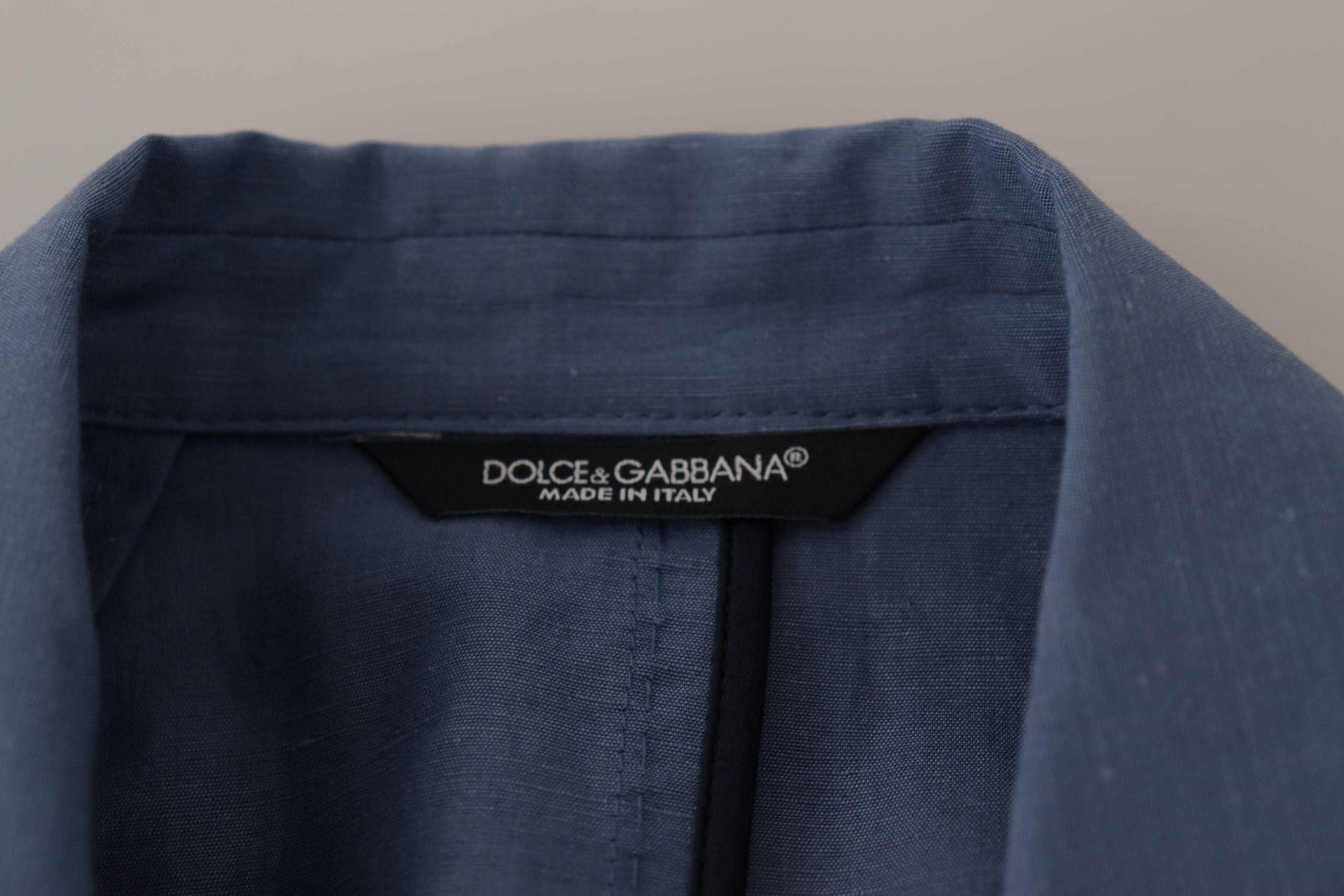 Chaqueta blazer azul de botonadura sencilla con logotipo de Dolce & Gabbana-7