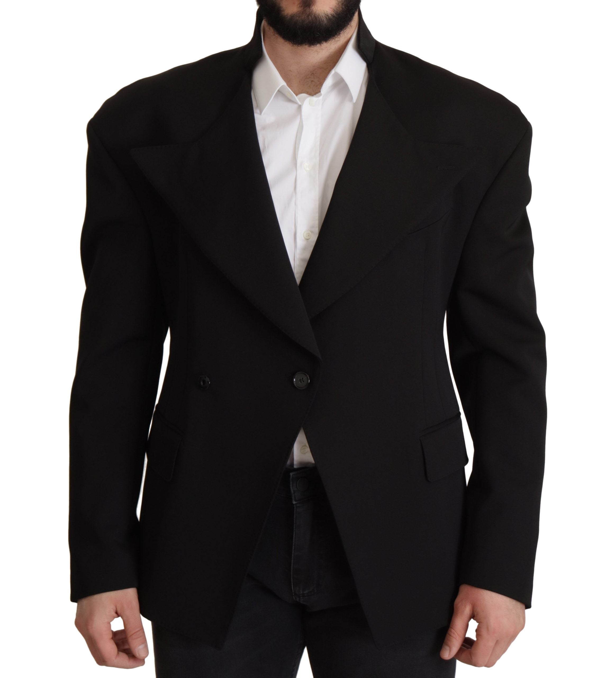 Dolce & Gabbana Black Single-Breasted Wool Jacket Blazer-1