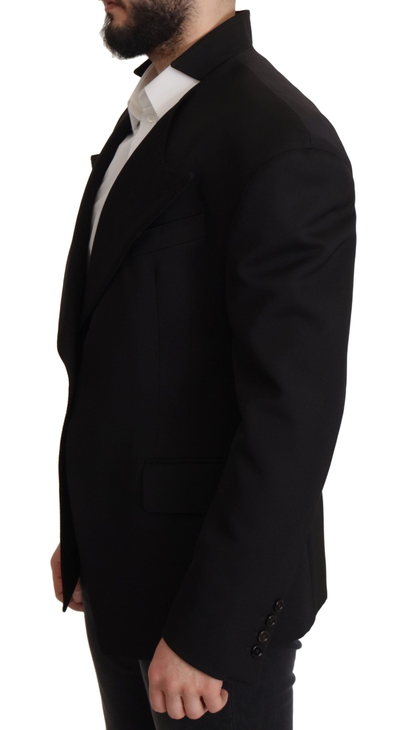 Dolce & Gabbana Black Single-Breasted Wool Jacket Blazer-4