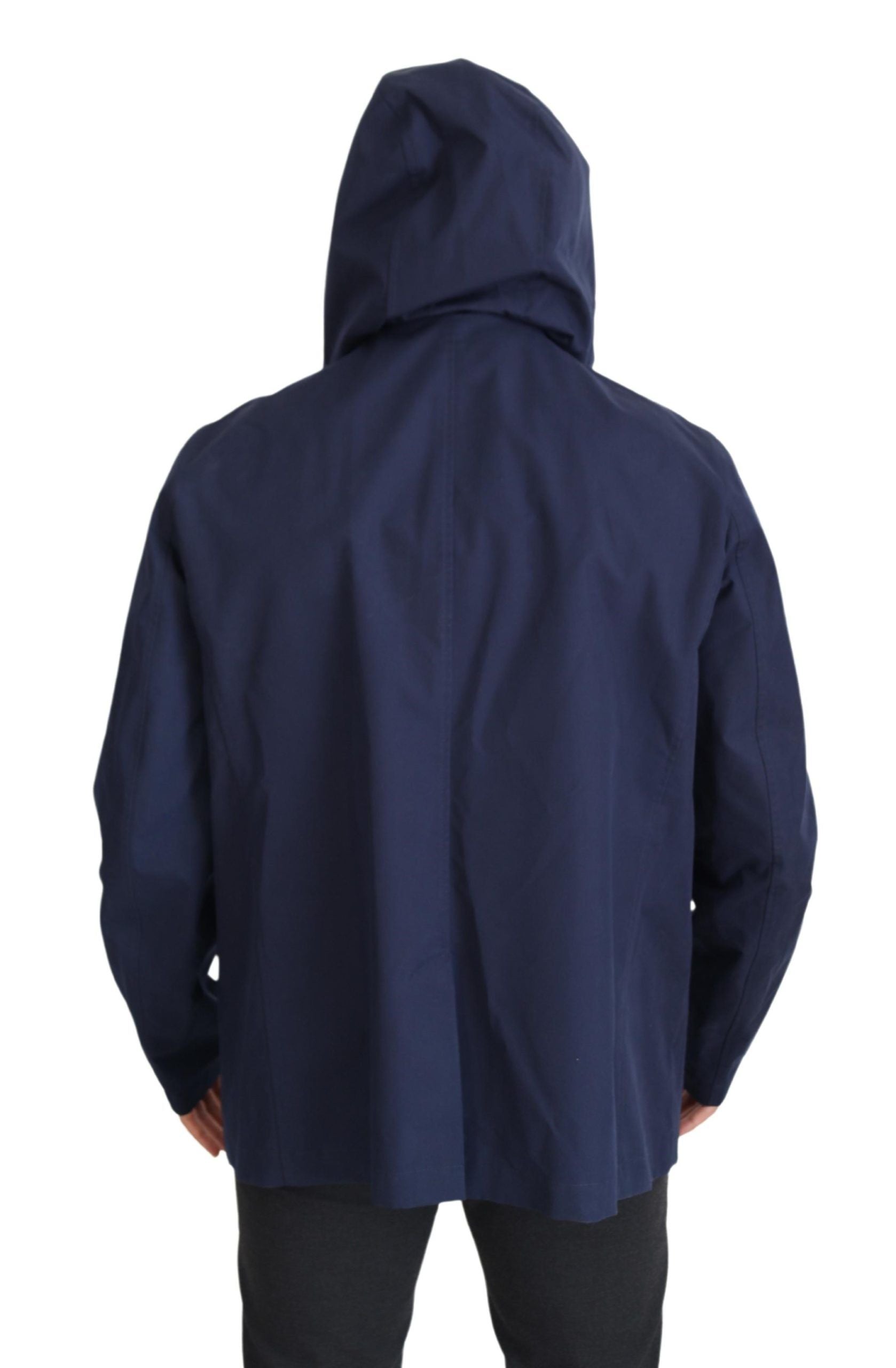 Dolce & Gabbana Blauer doppelreihiger Mantel mit Kapuze Jacke-3