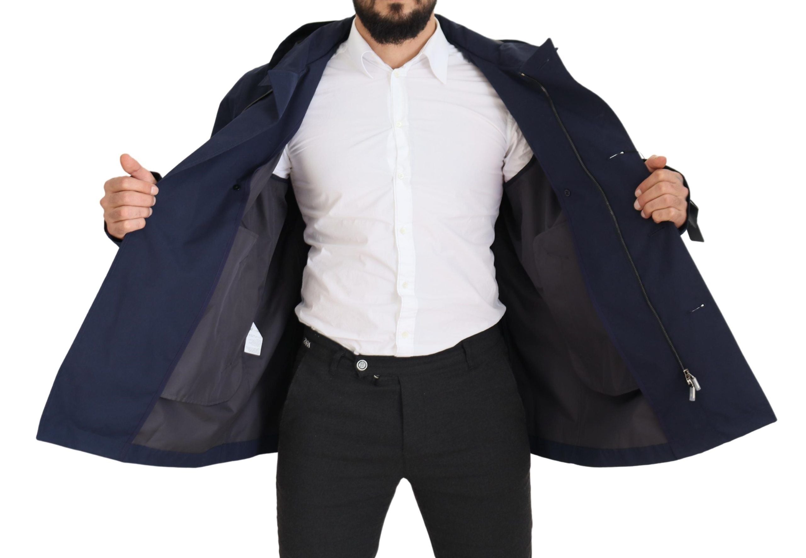 Dolce & Gabbana Blauer doppelreihiger Mantel mit Kapuze Jacke-6