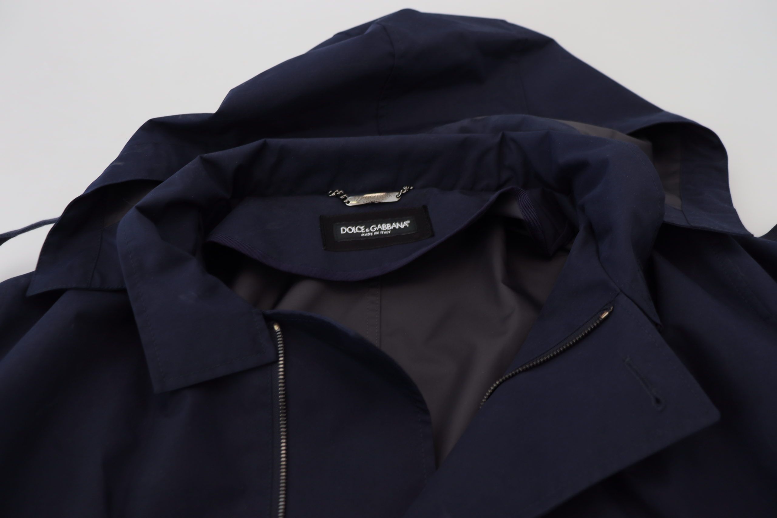 Dolce & Gabbana Blauer doppelreihiger Mantel mit Kapuze Jacke-7
